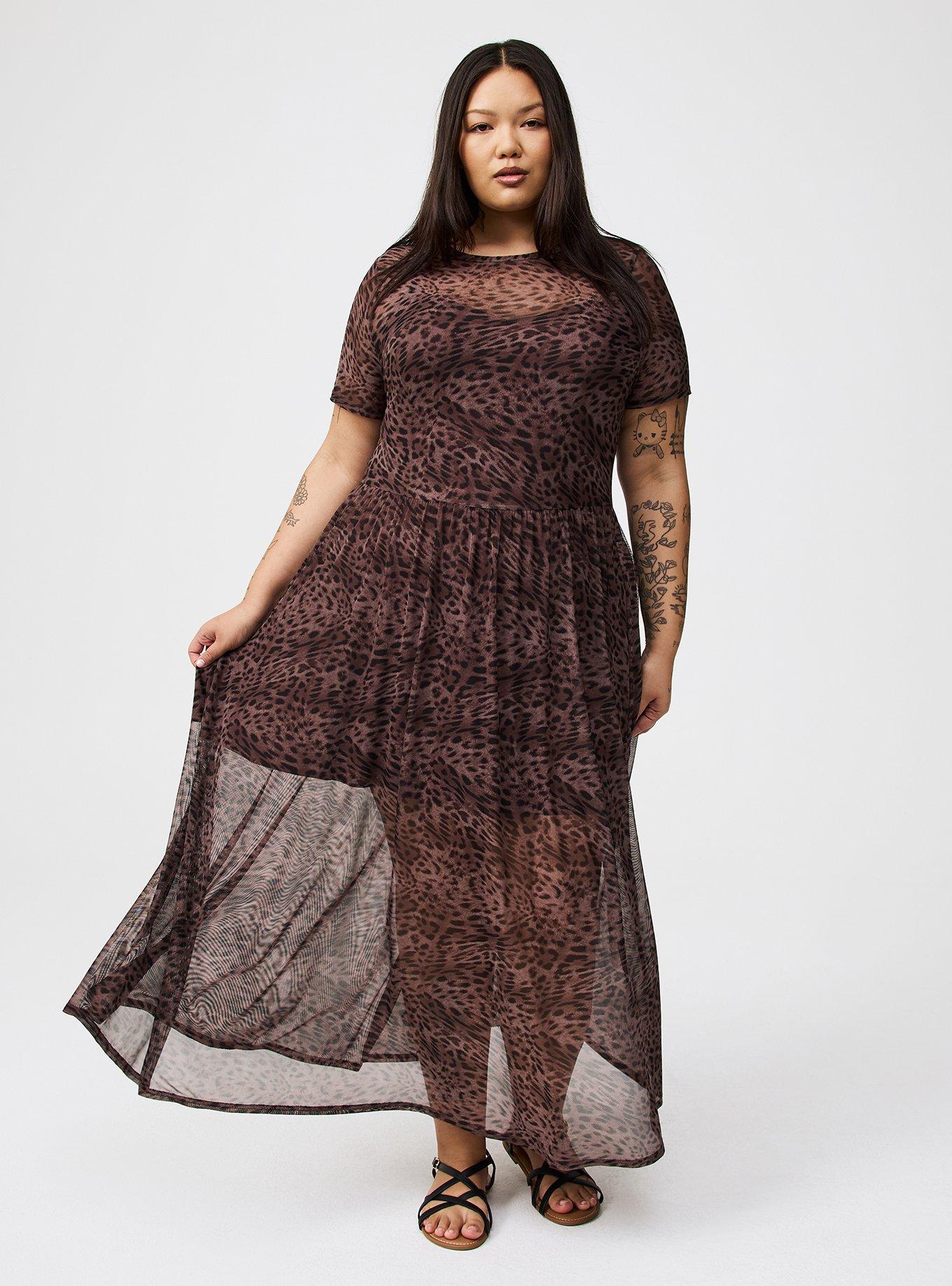 Relaxed Tea Length Mesh T-Shirt Dress