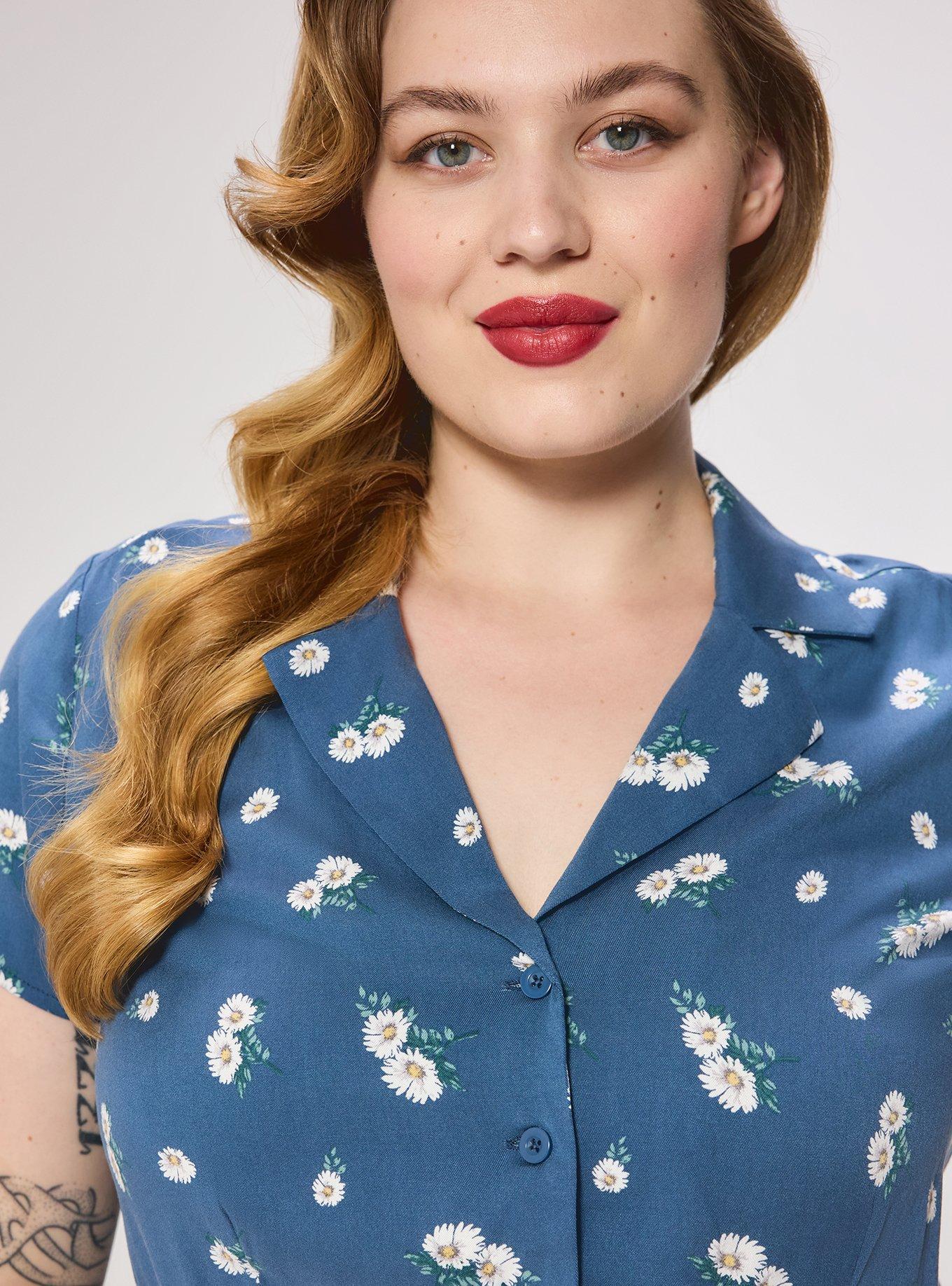Retro Chic Collared Short Jumpsuit, BRIDGETTE DAISY FLORAL BLUE, alternate