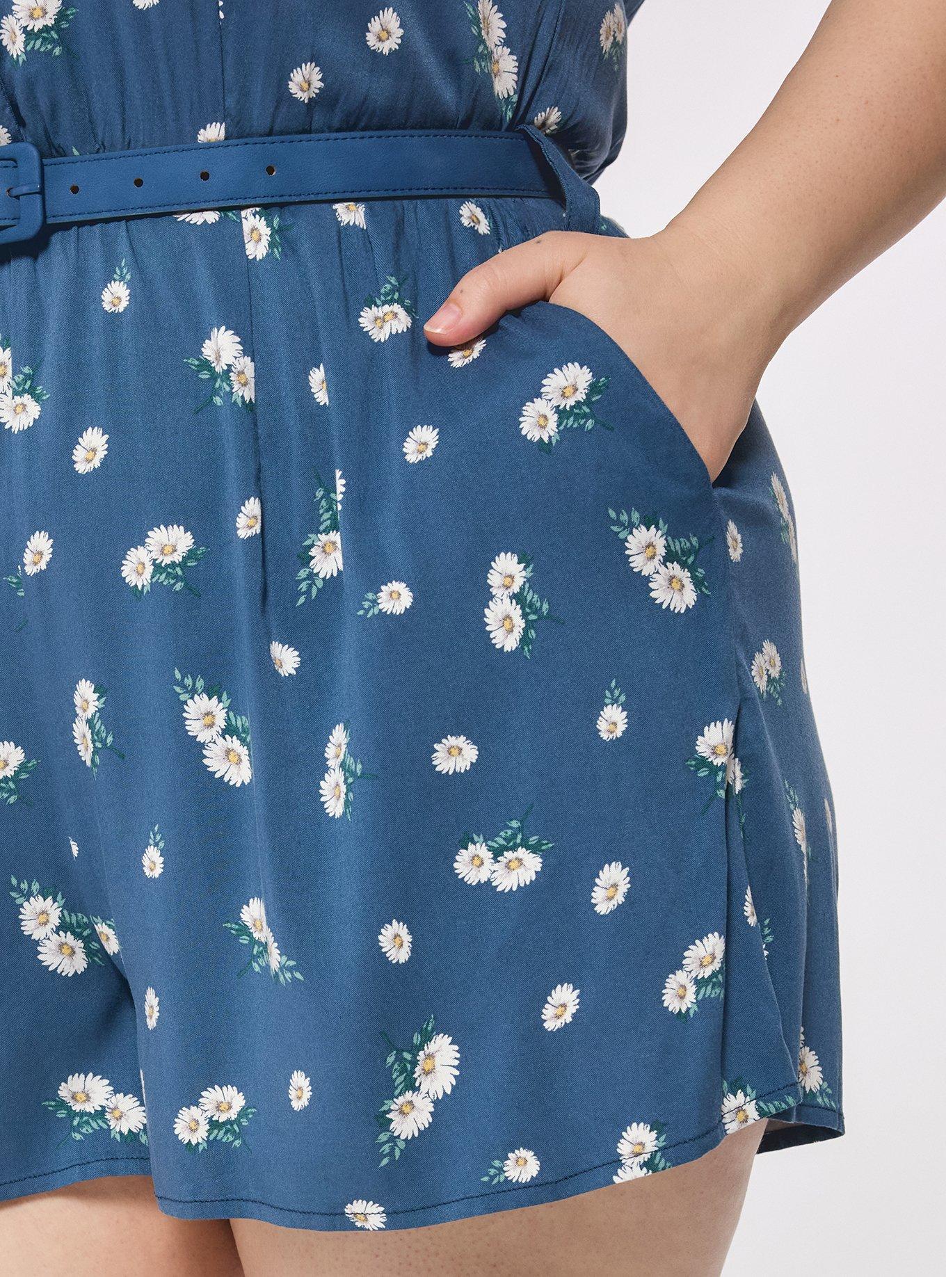 Retro Chic Collared Short Jumpsuit, BRIDGETTE DAISY FLORAL BLUE, alternate