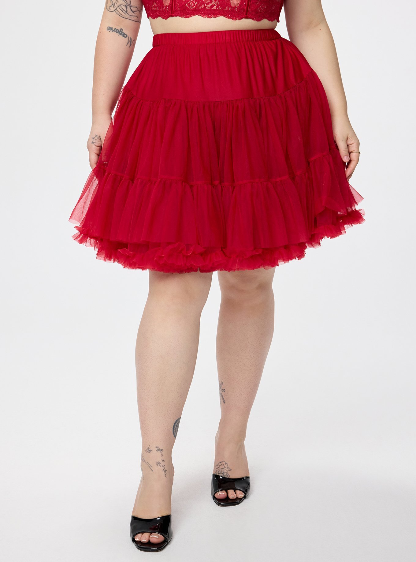 Retro Chic Mid Crinoline Skirt, JESTER RED, alternate