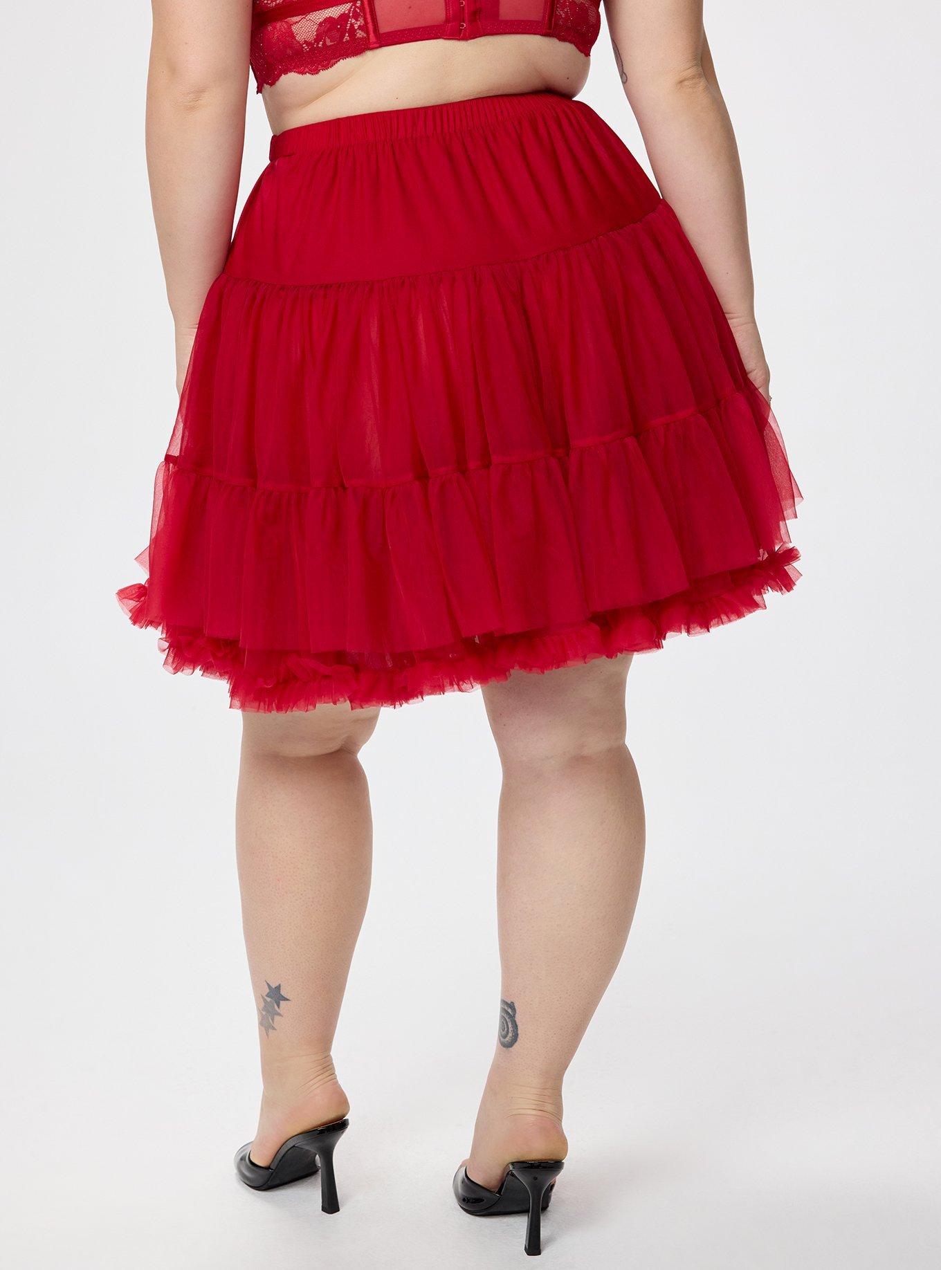 Retro Chic Mid Crinoline Skirt, JESTER RED, alternate