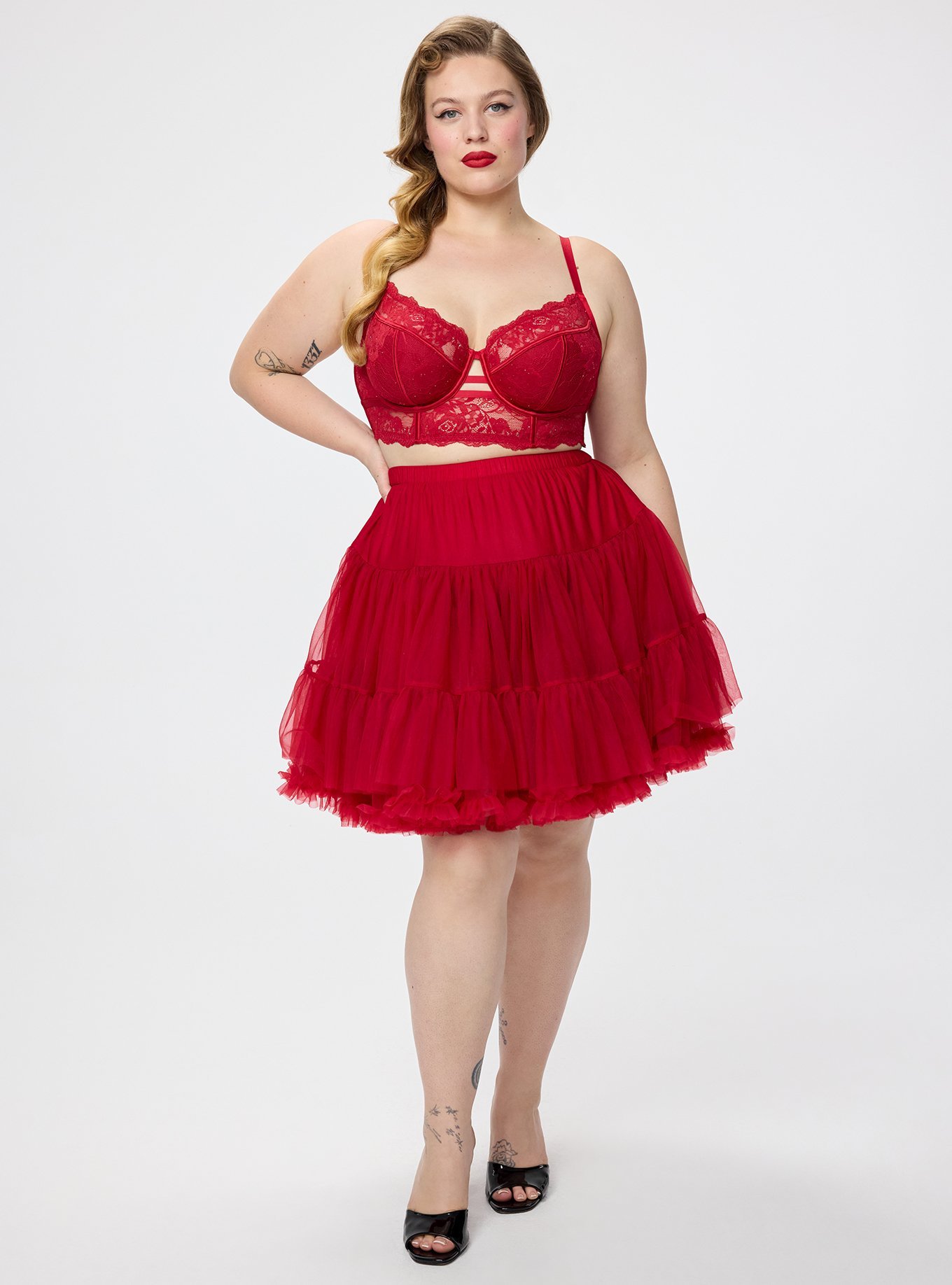 Retro Chic Mid Crinoline Skirt, JESTER RED, hi-res
