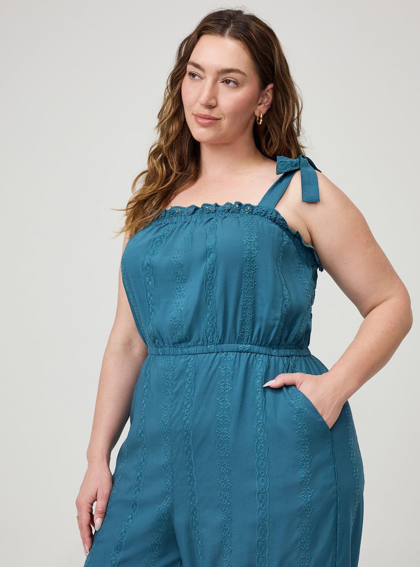 Challis Eyelet Jumpsuit, MALLARD BLUE, alternate
