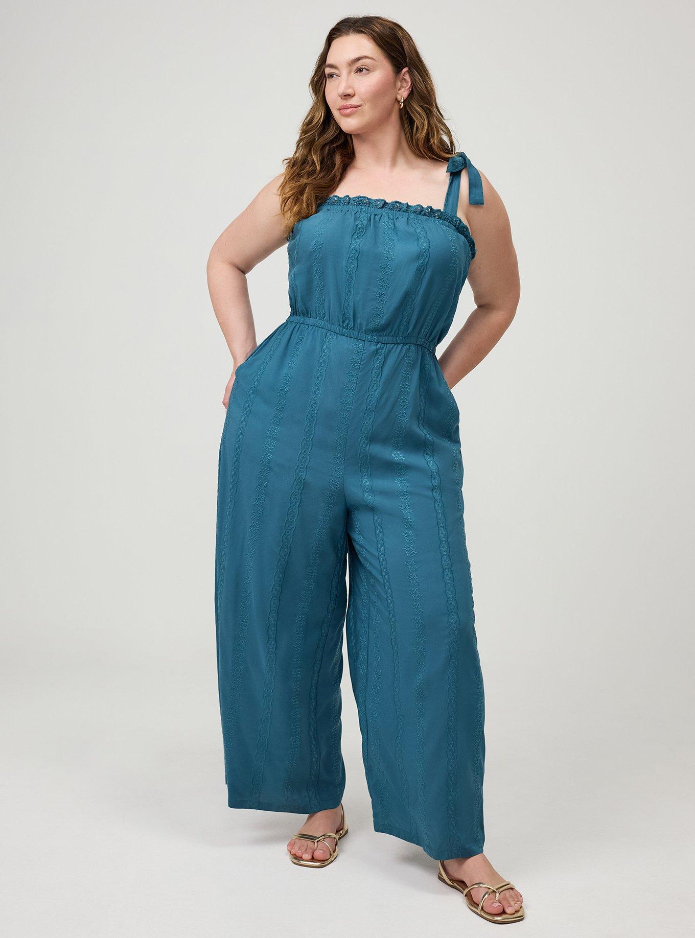 Challis Eyelet Jumpsuit, MALLARD BLUE, alternate
