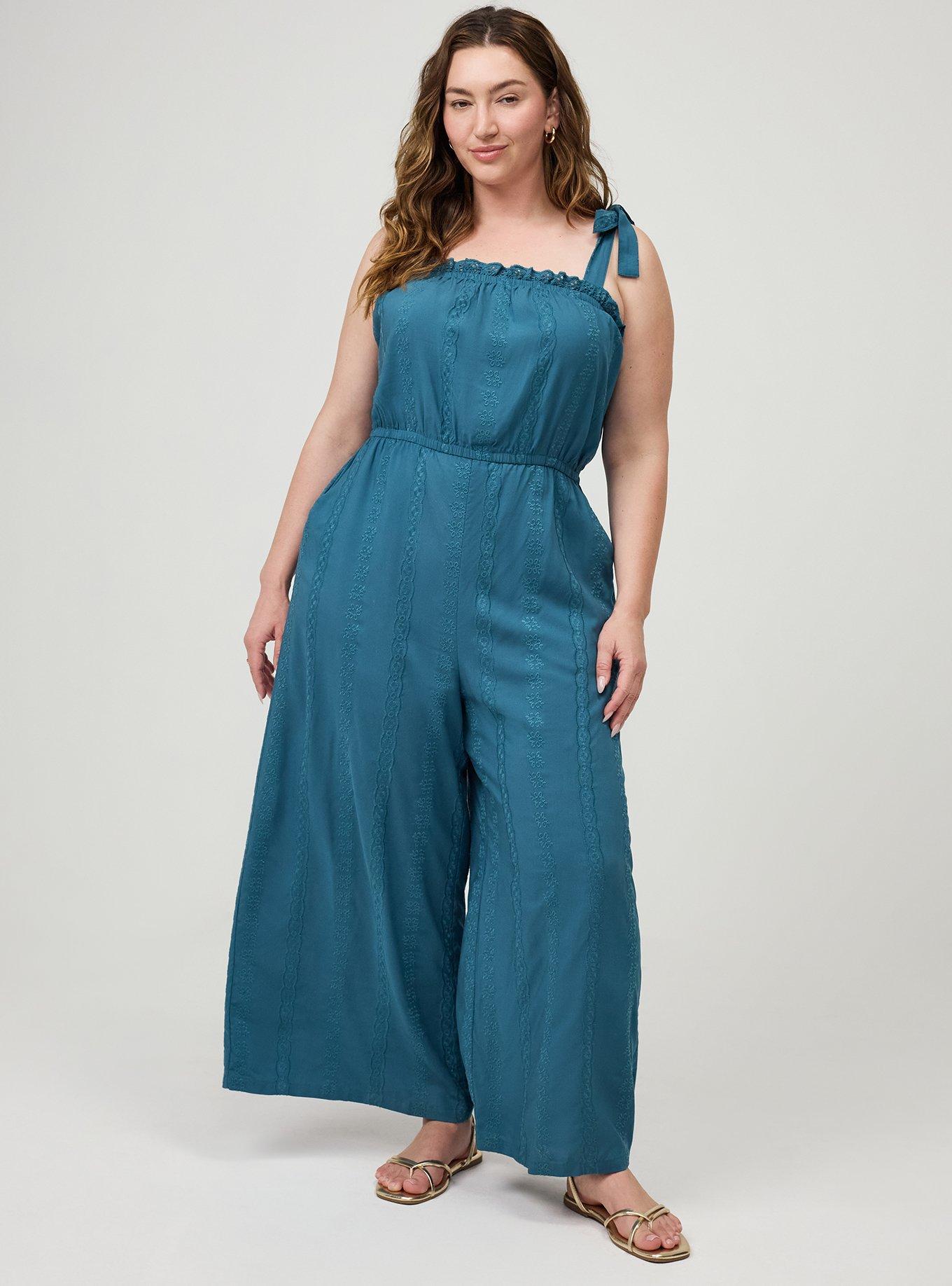 Challis Eyelet Jumpsuit, MALLARD BLUE, hi-res