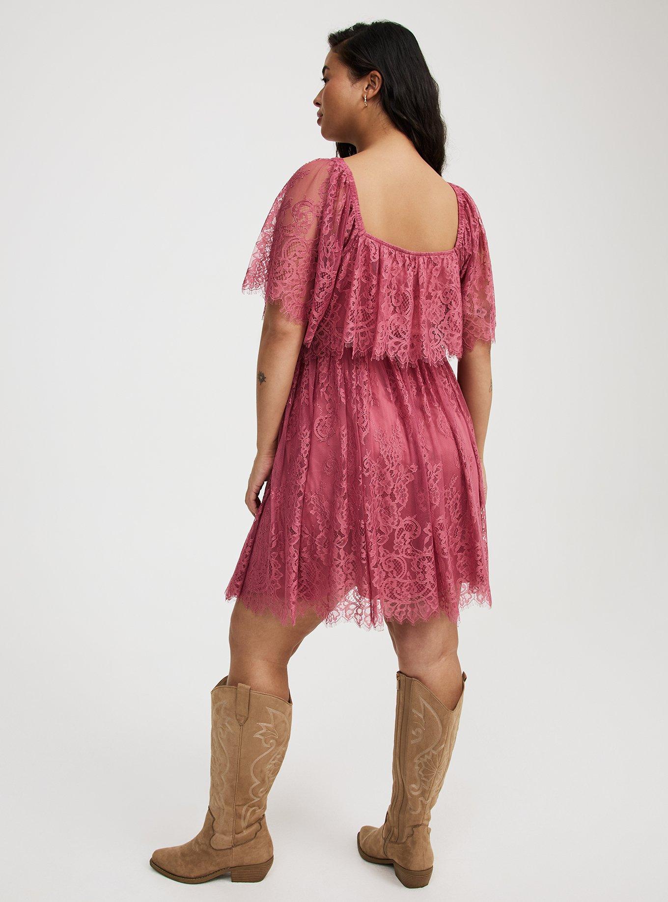 Mini Mesh Scallop-Trim Dress