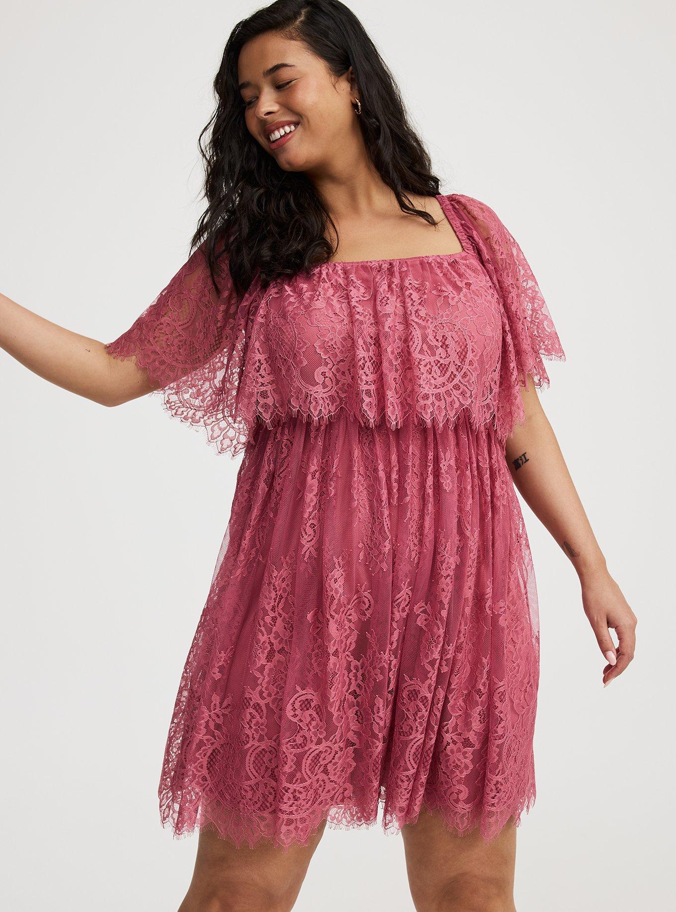 Mini Mesh Scallop-Trim Dress