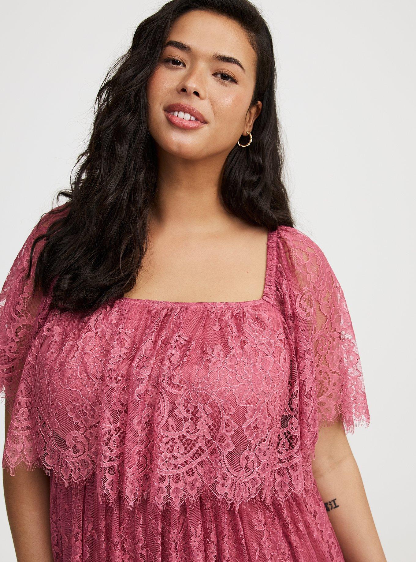 Mini Mesh Scallop-Trim Dress