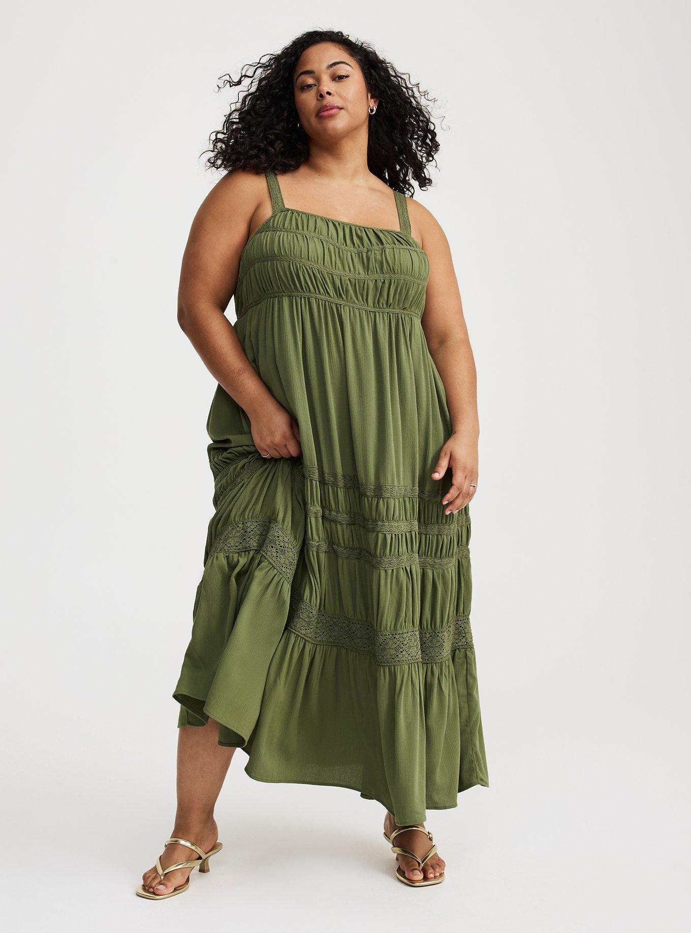 Square Neck Lace Inset Maxi Dress
