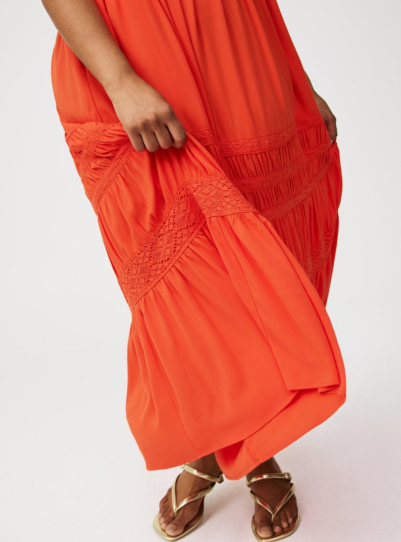 Plus Size - Square Neck Lace Inset Maxi Dress - Torrid