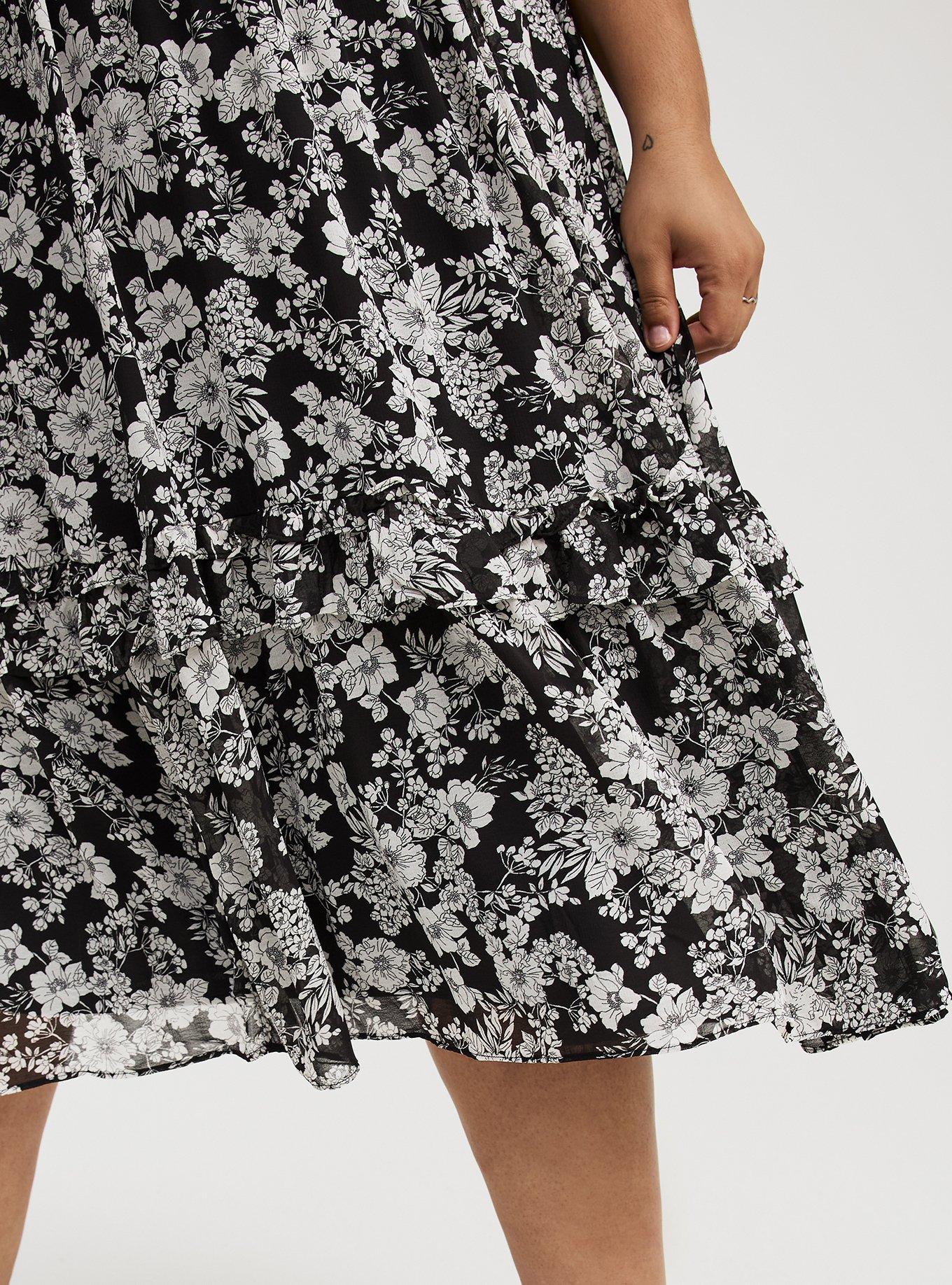 Midi V-Neck Ruffle Dress