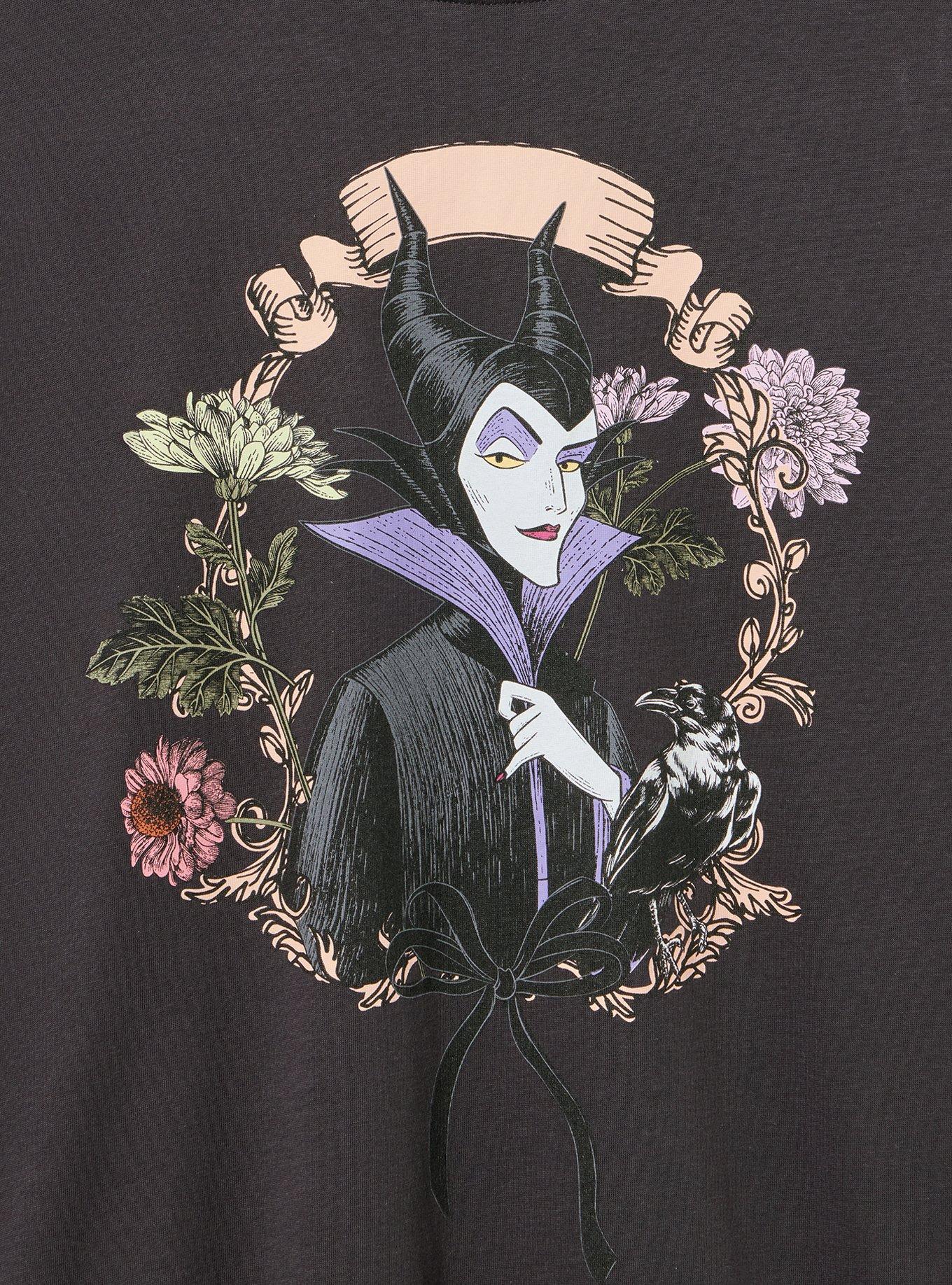 Disney Villains Classic Cotton Crew Tee, MALEFICENT FLORAL OBSIDIAN, alternate