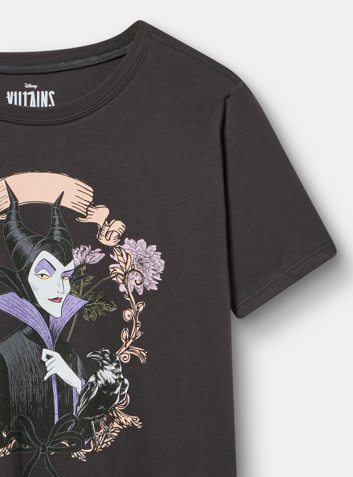 Disney Villains Classic Cotton Crew Tee, MALEFICENT FLORAL OBSIDIAN, alternate