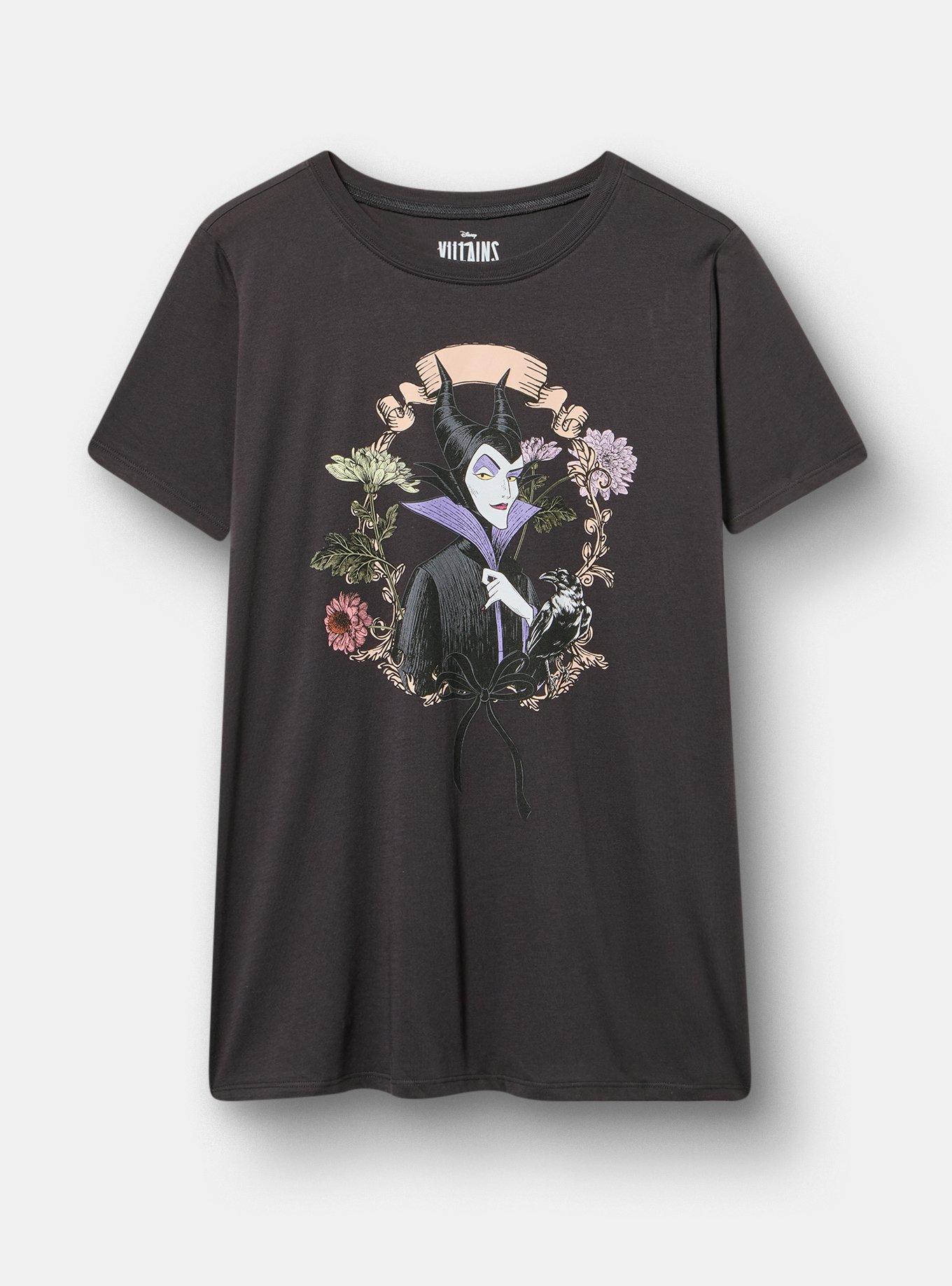 Disney Villains Classic Cotton Crew Tee, MALEFICENT FLORAL OBSIDIAN, hi-res