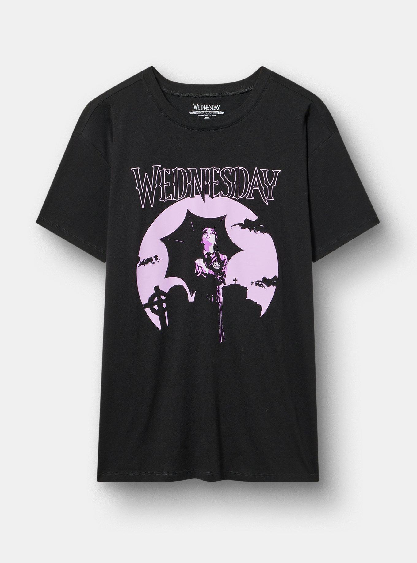 Plus Size Relaxed Cotton Crew Tee, WEDNESDAY DEEP BLACK, hi-res