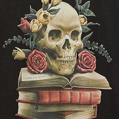 Classic Heritage Jersey Crew Tee, SKULL BOOKS PAGE DEEP BLACK, swatch