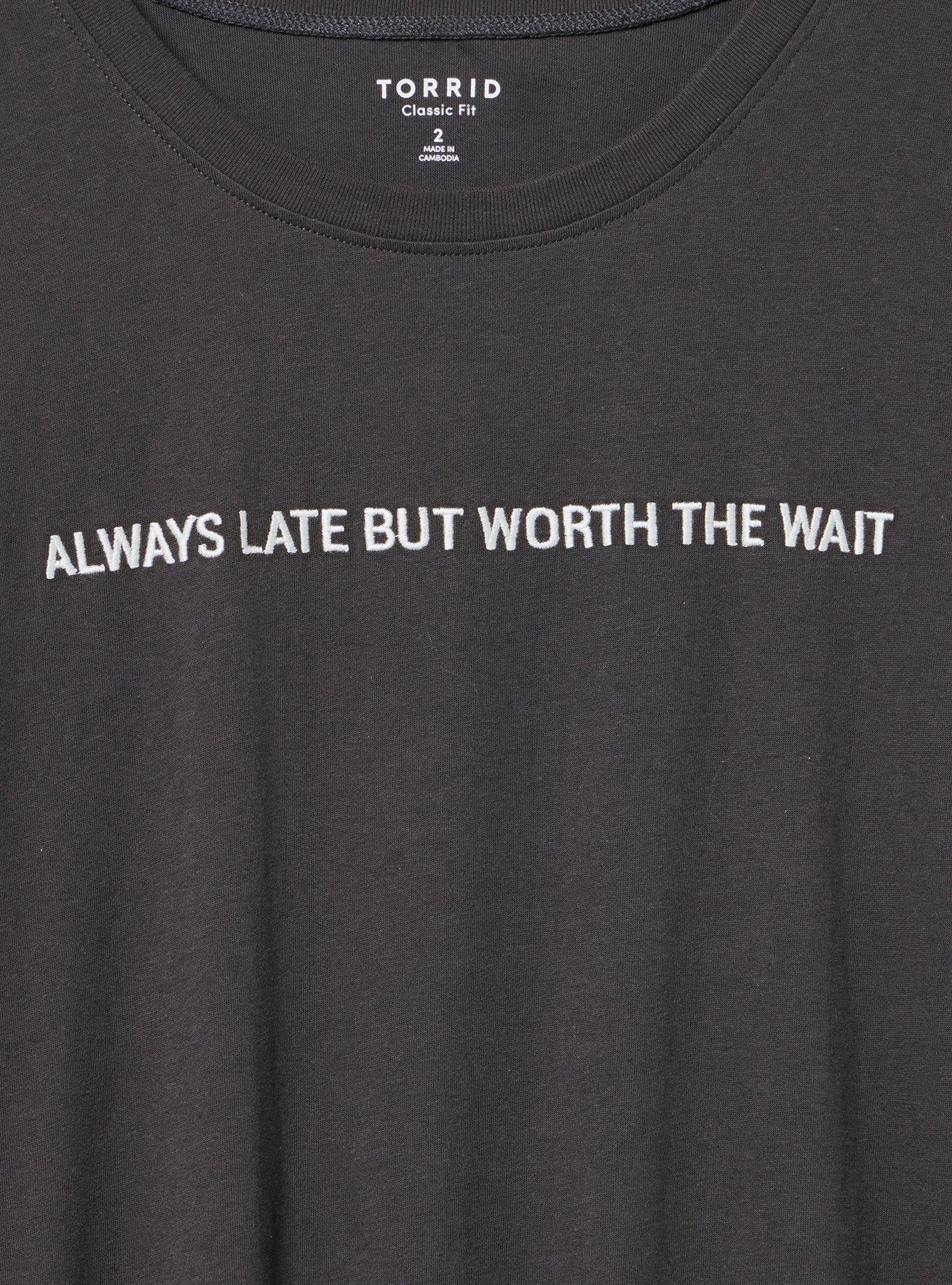 Classic Heritage Jersey Crew Tee, ALWAYS LATE WORTH IT OBSIDIAN, alternate