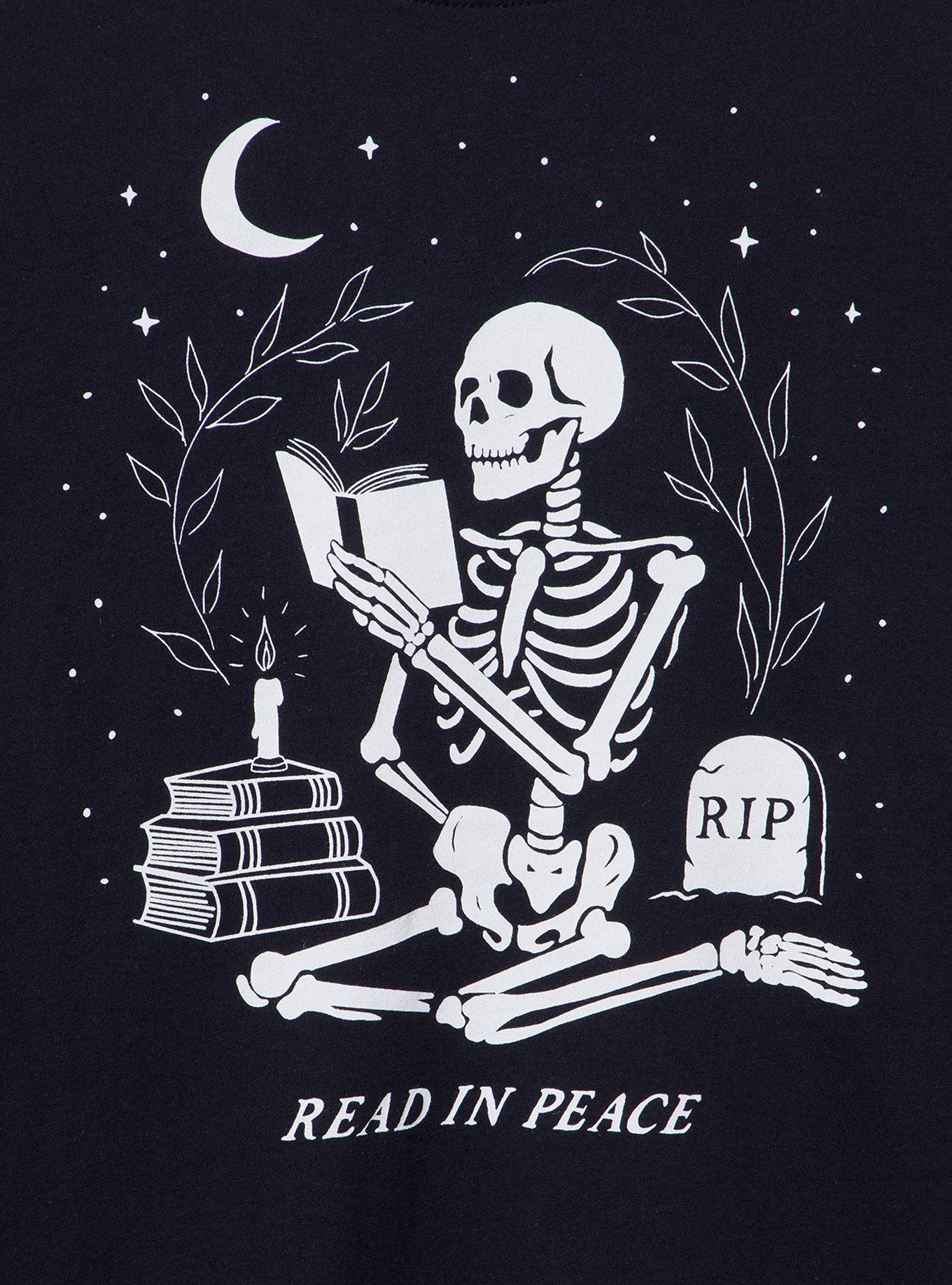 Classic Heritage Jersey Crew Tee, READ IN PEACE DEEP BLACK, alternate