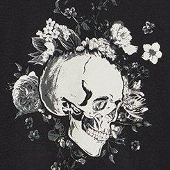Plus Size Classic Fit Heritage Jersey Crew Tee, FLORAL SKULL DEEP BLACK, swatch