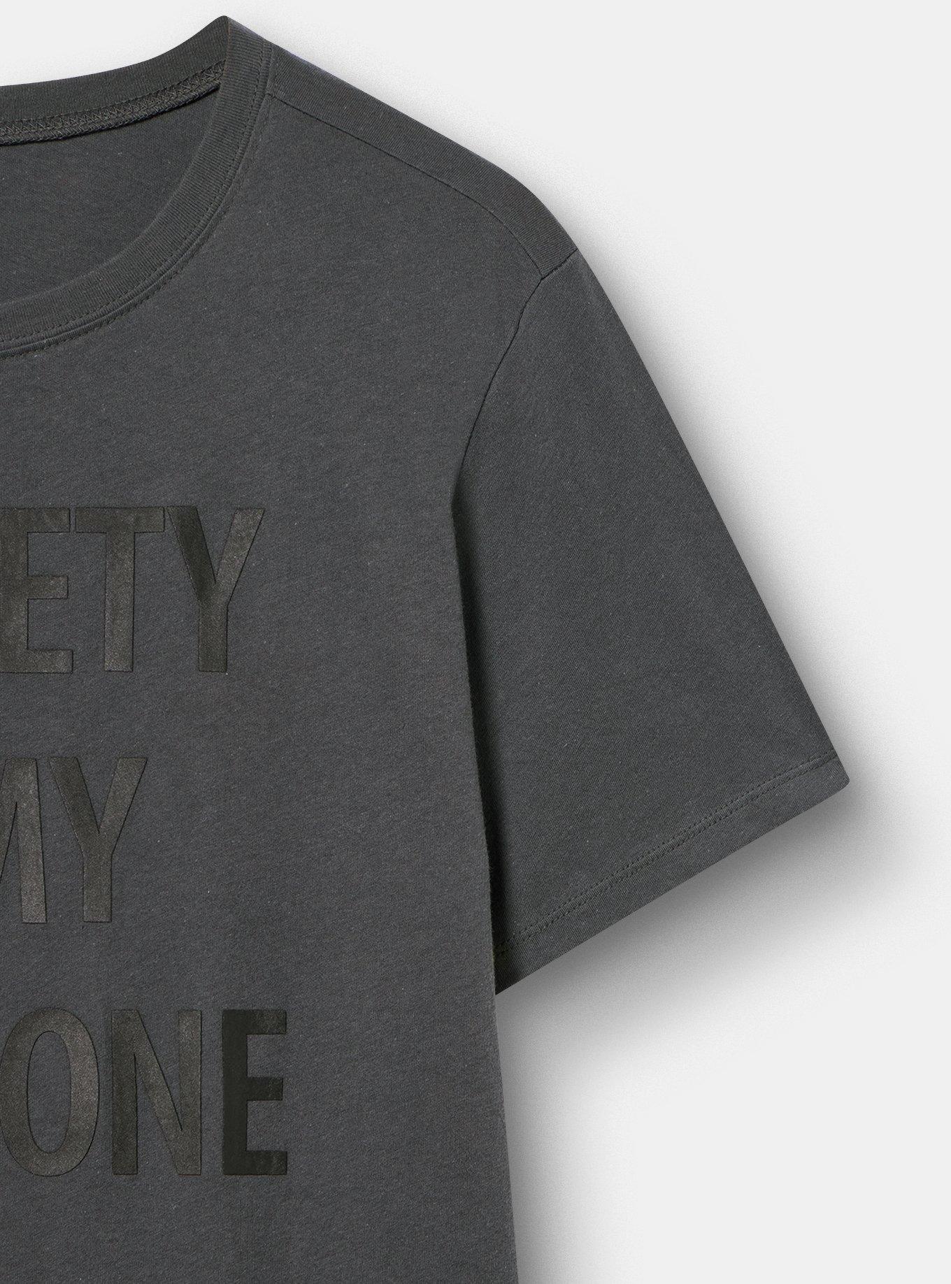 Classic Heritage Jersey Crew Tee, ANXIETY IS MY PLUS ONE VINTAGE BLACK, alternate