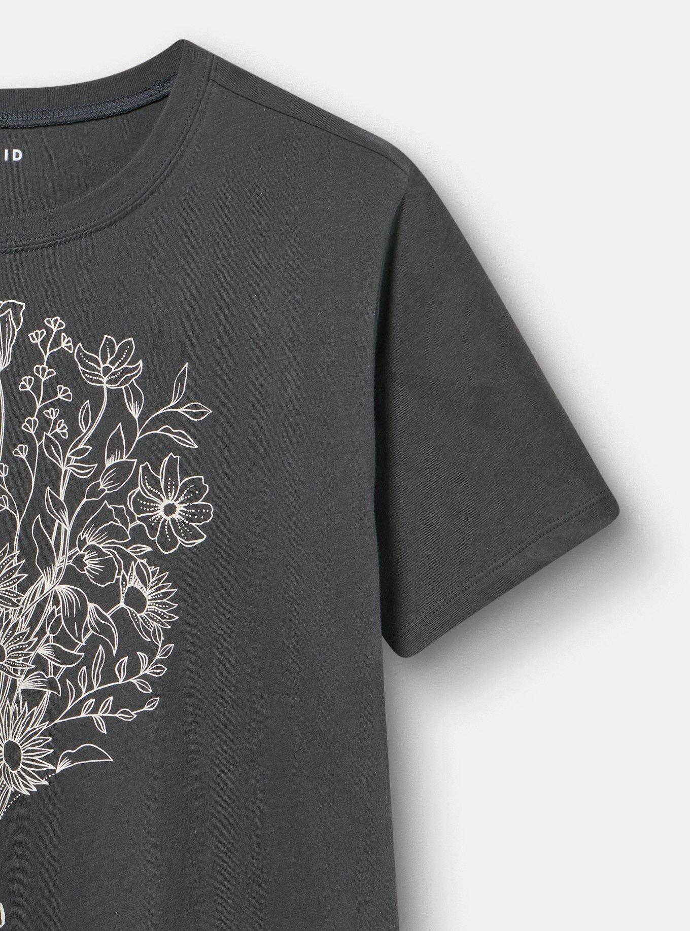 Classic Heritage Jersey Crew Tee, STRANGE FLORAL SKULL VINTAGE BLACK, alternate