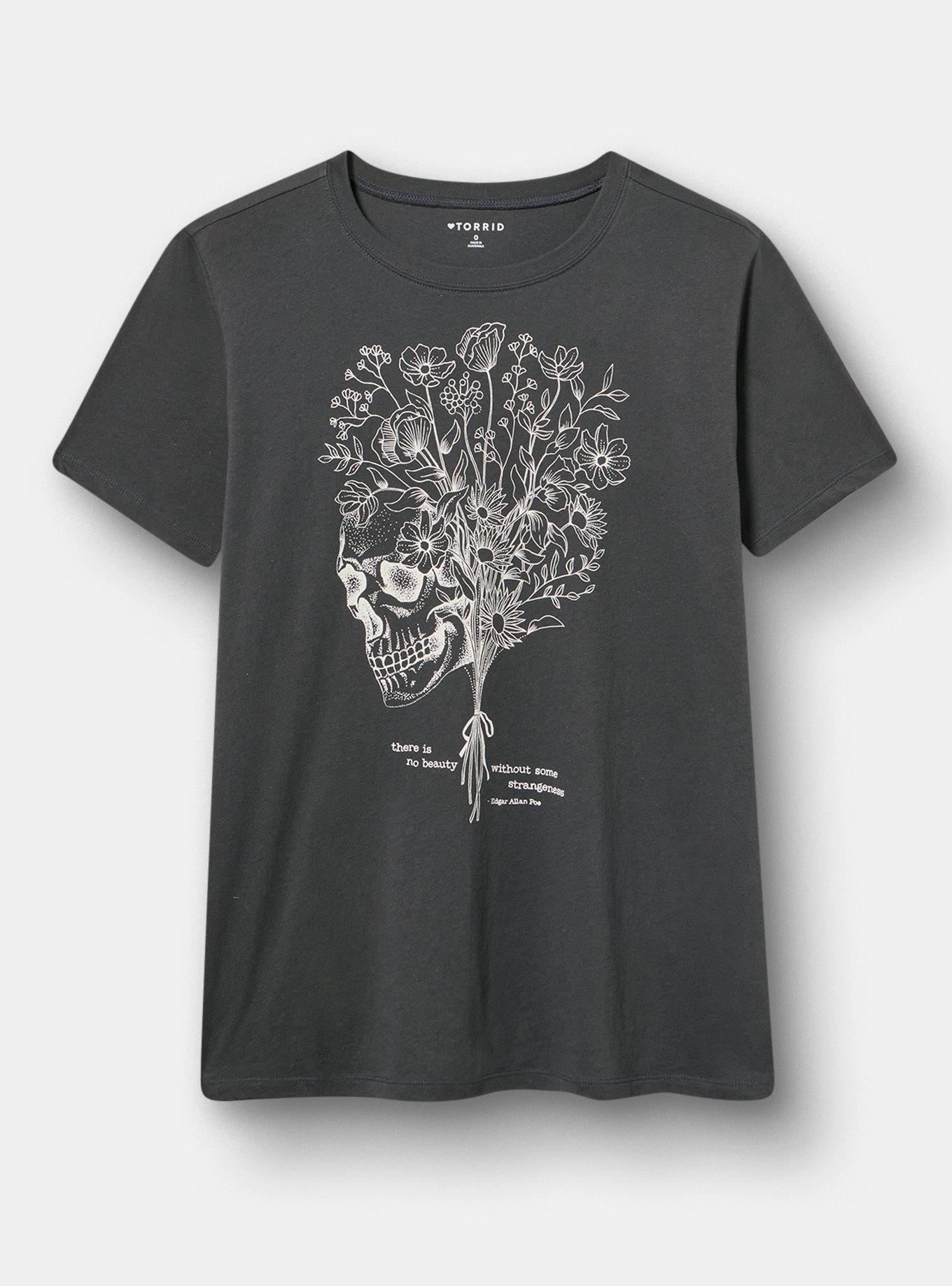 Classic Heritage Jersey Crew Tee, STRANGE FLORAL SKULL VINTAGE BLACK, hi-res