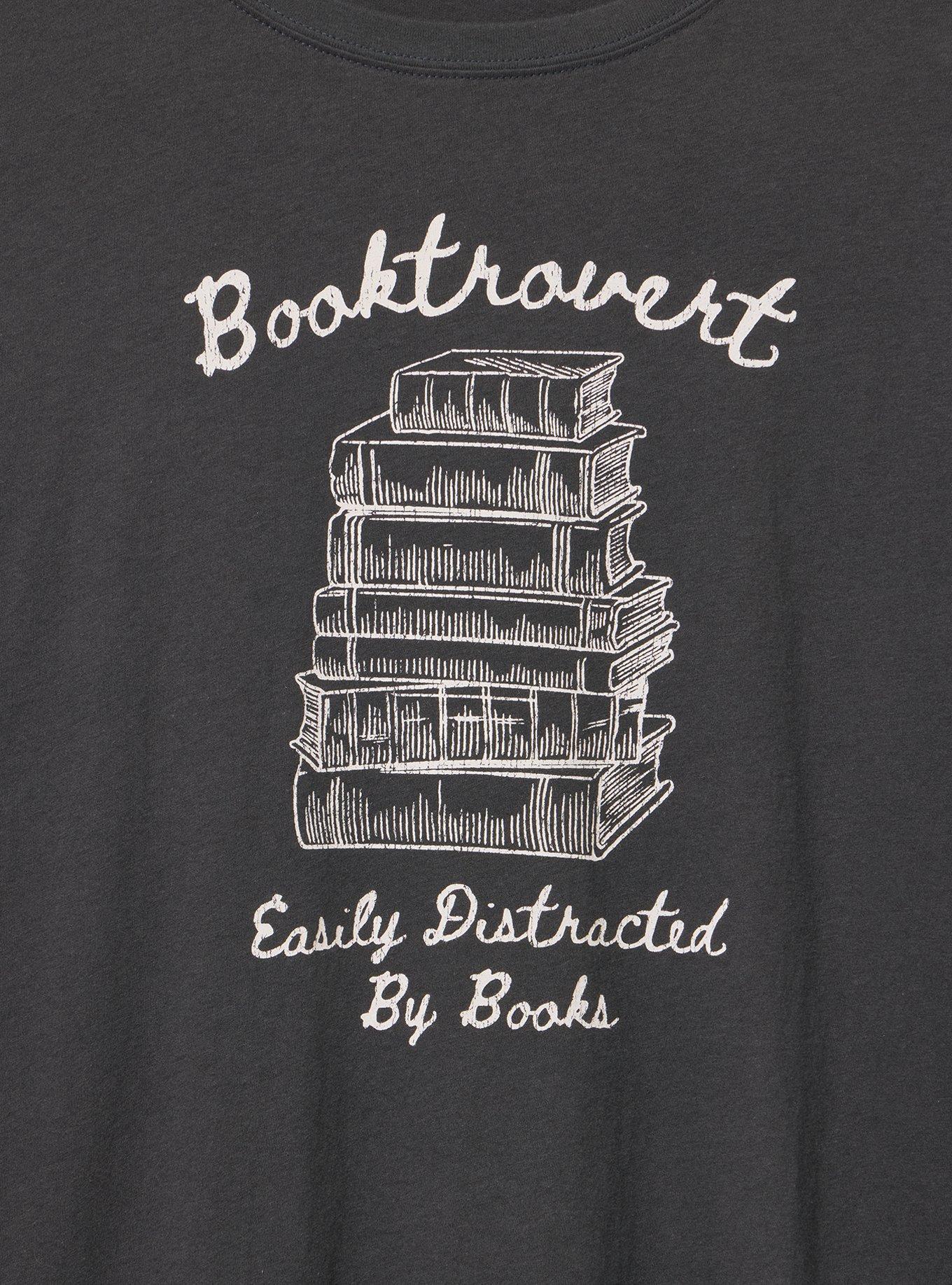 Plus Size Classic Heritage Jersey Crew Tee, BOOKTROVERT VINTAGE BLACK, alternate