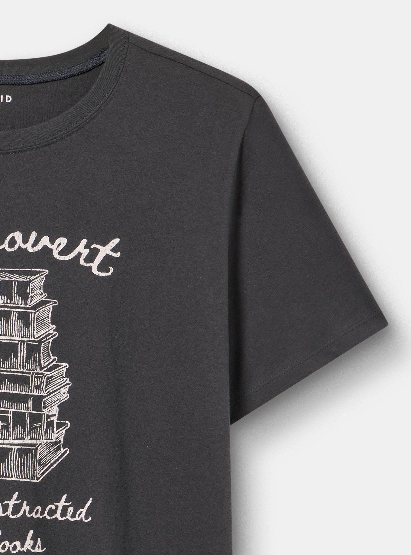 Plus Size Classic Heritage Jersey Crew Tee, BOOKTROVERT VINTAGE BLACK, alternate