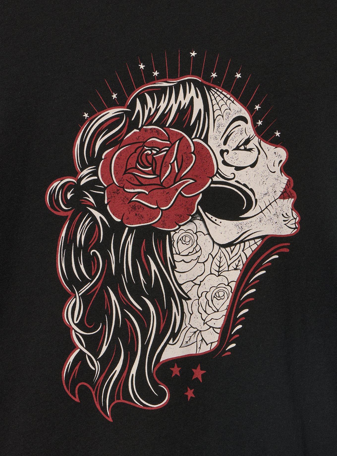 Classic Heritage Jersey Crew Tee, MUERTA GIRL DEEP BLACK, alternate