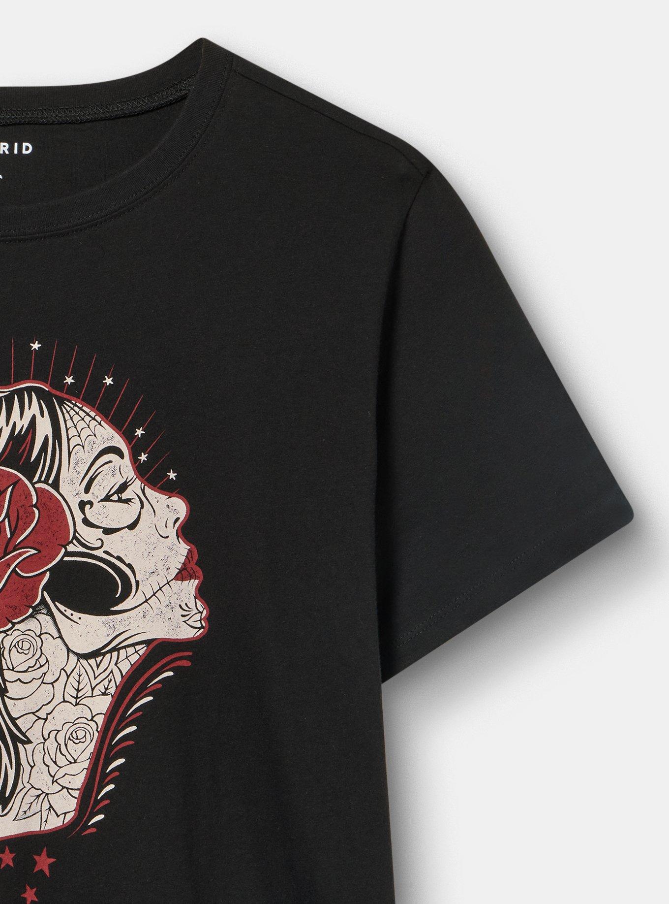 Classic Heritage Jersey Crew Tee, MUERTA GIRL DEEP BLACK, alternate