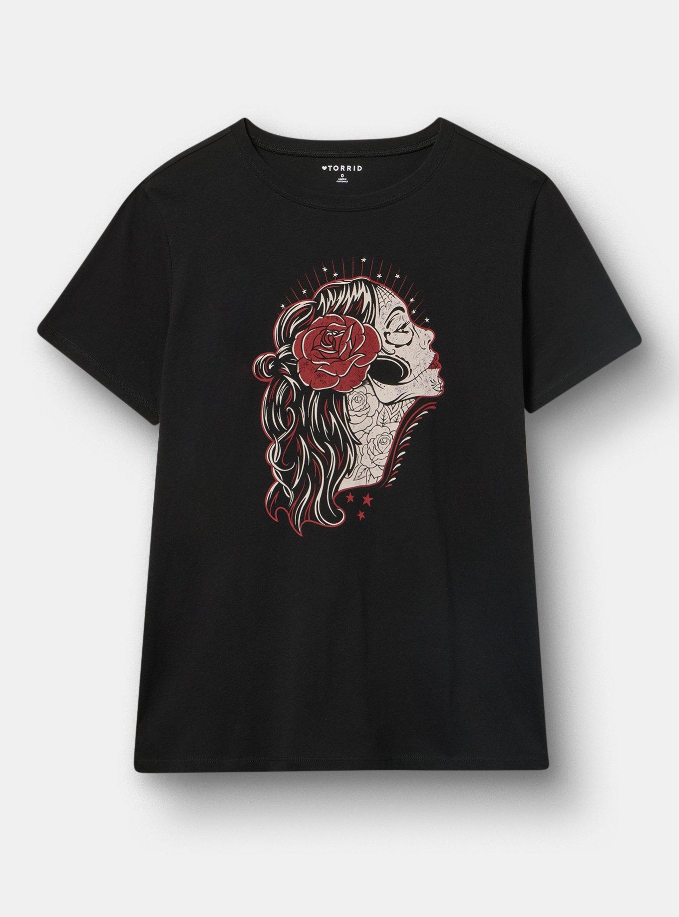 Classic Heritage Jersey Crew Tee, MUERTA GIRL DEEP BLACK, hi-res