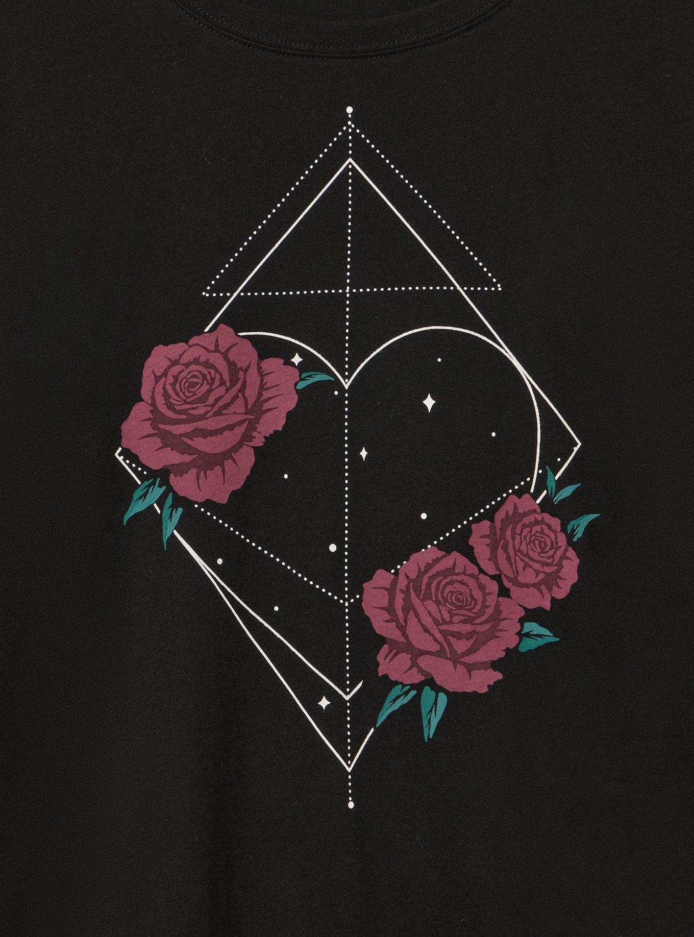 Classic Heritage Jersey Crew Tee, HEART FLORALS DEEP BLACK, alternate