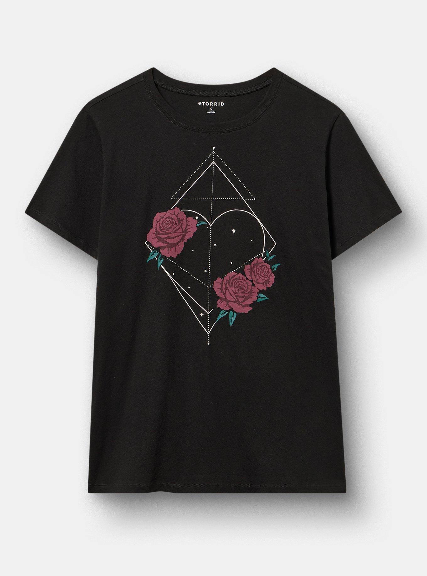 Classic Heritage Jersey Crew Tee, HEART FLORALS DEEP BLACK, hi-res