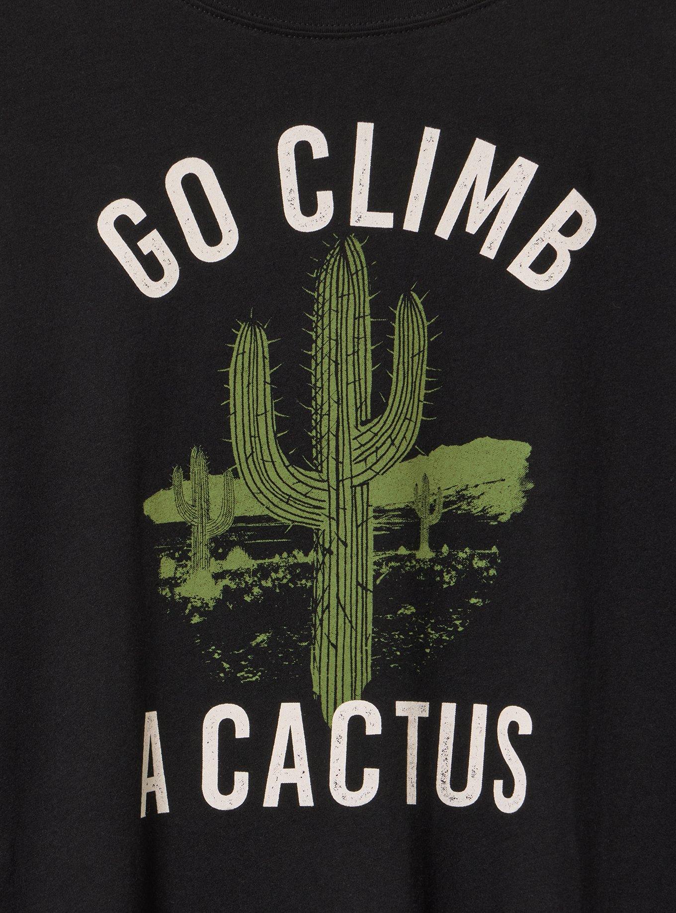 Plus Size Classic Heritage Jersey Crew Tee, CLIMB A CACTUS DEEP BLACK, alternate
