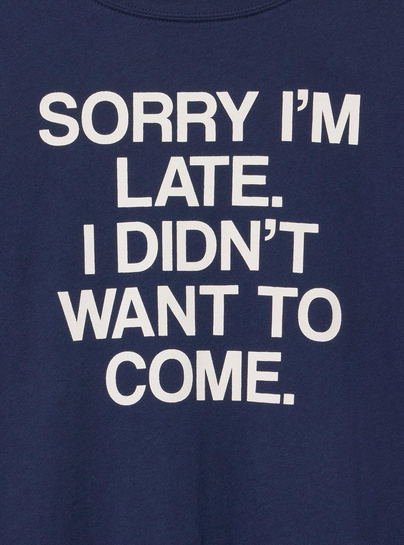 Classic Heritage Jersey Crew Tee, SORRY IM LATE PEACOAT, alternate