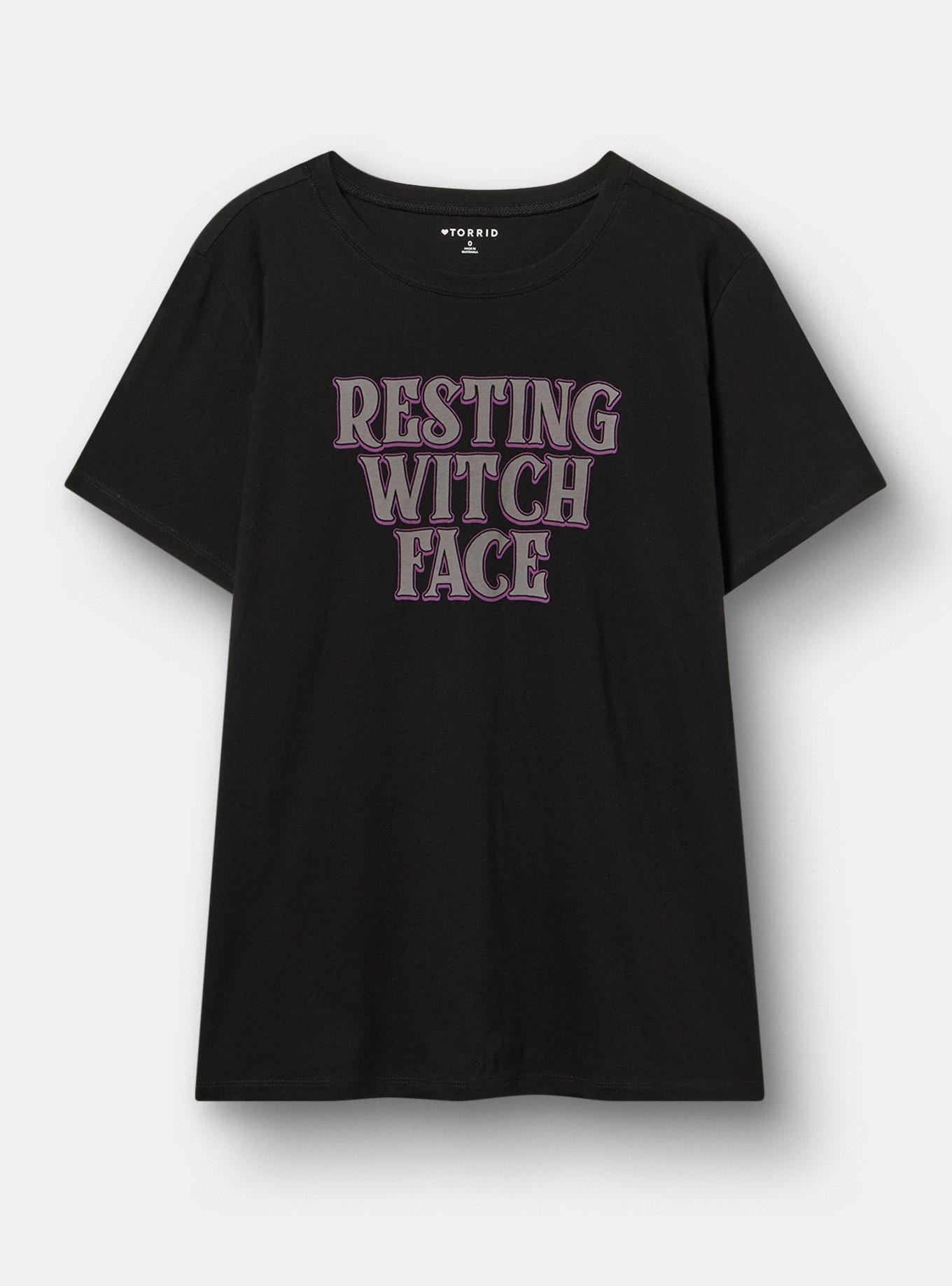 Classic Heritage Jersey Crew Tee, RESTING WITCH FACE DEEP BLACK, hi-res