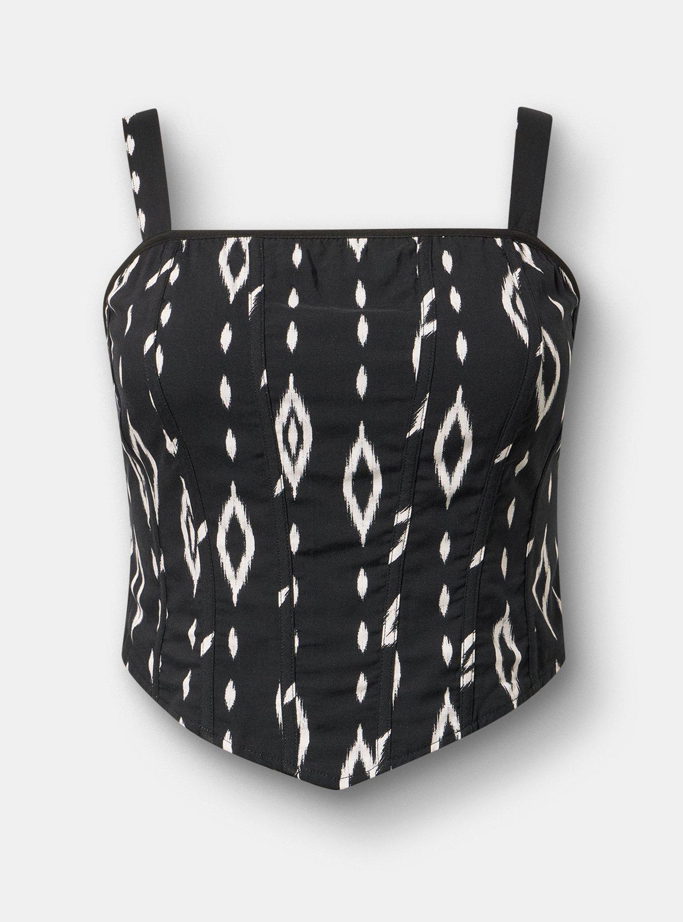 Challis Corset Crop Top, DIAMOND CURTAIN BLACK, flat