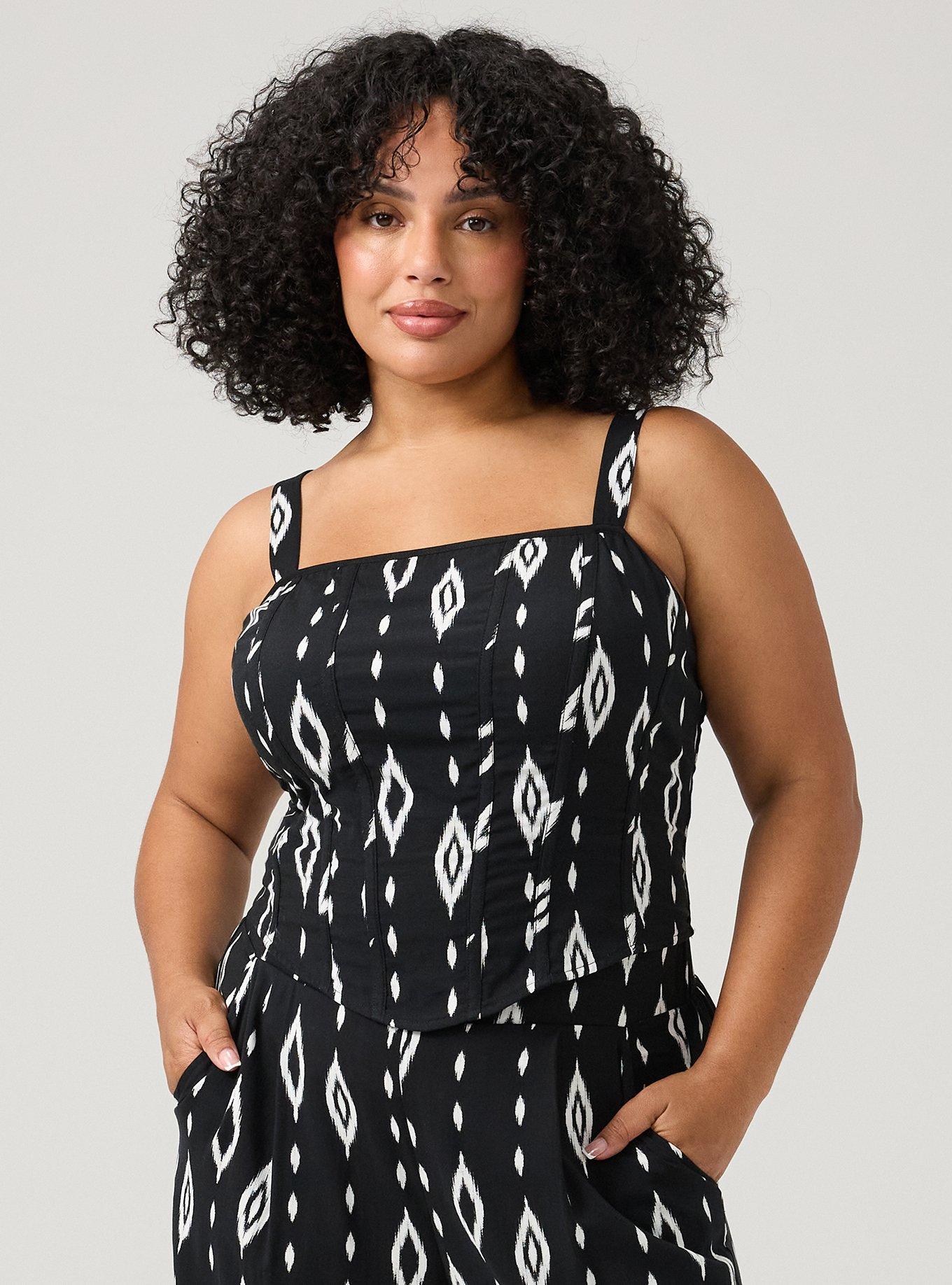 Challis Corset Crop Top, DIAMOND CURTAIN BLACK, hi-res
