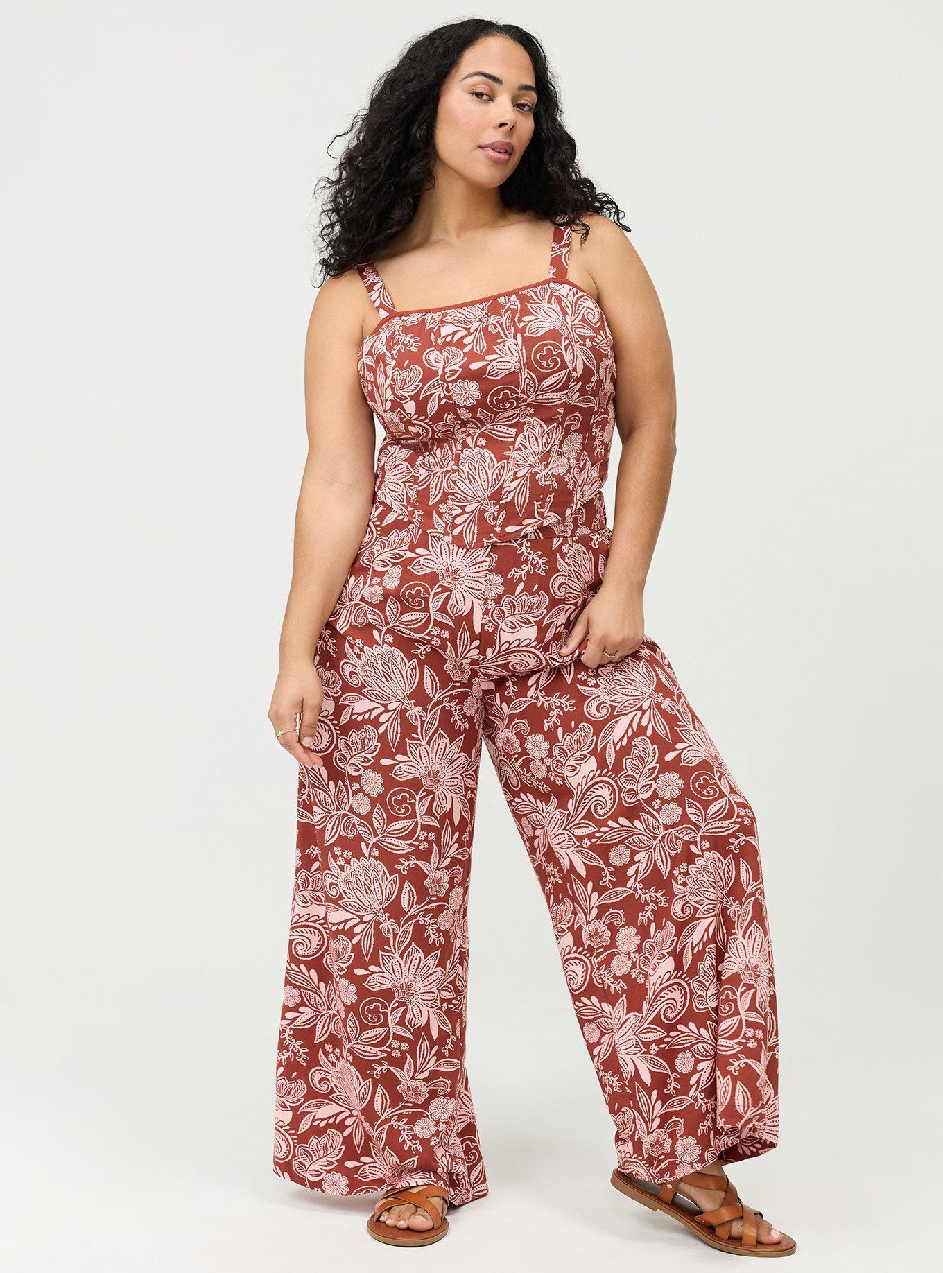Challis Corset Crop Top, SHANA FLORAL BRICK, alternate