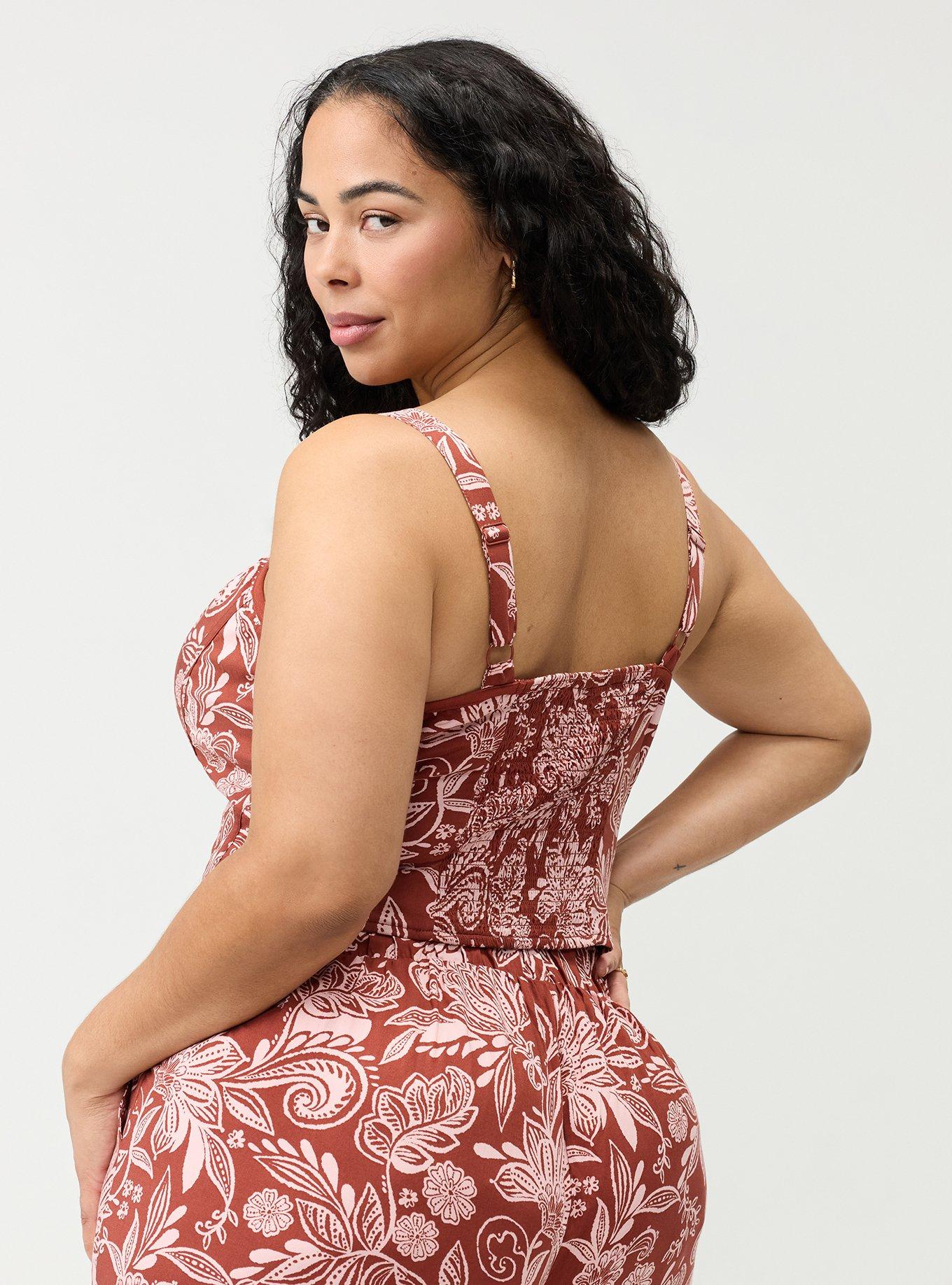Challis Corset Crop Top, SHANA FLORAL BRICK, alternate
