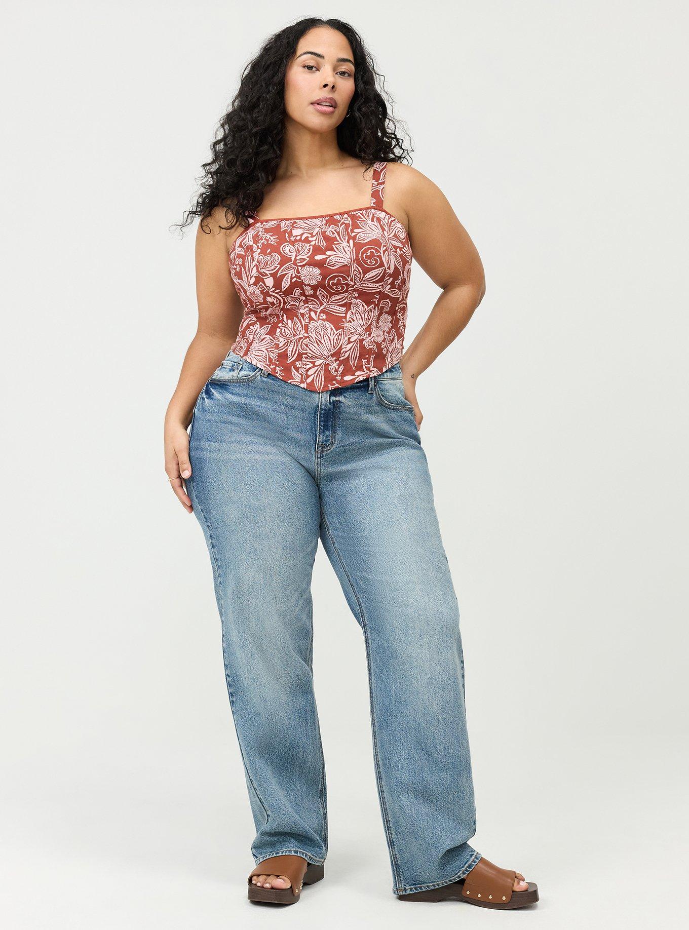 Challis Corset Crop Top, SHANA FLORAL BRICK, alternate