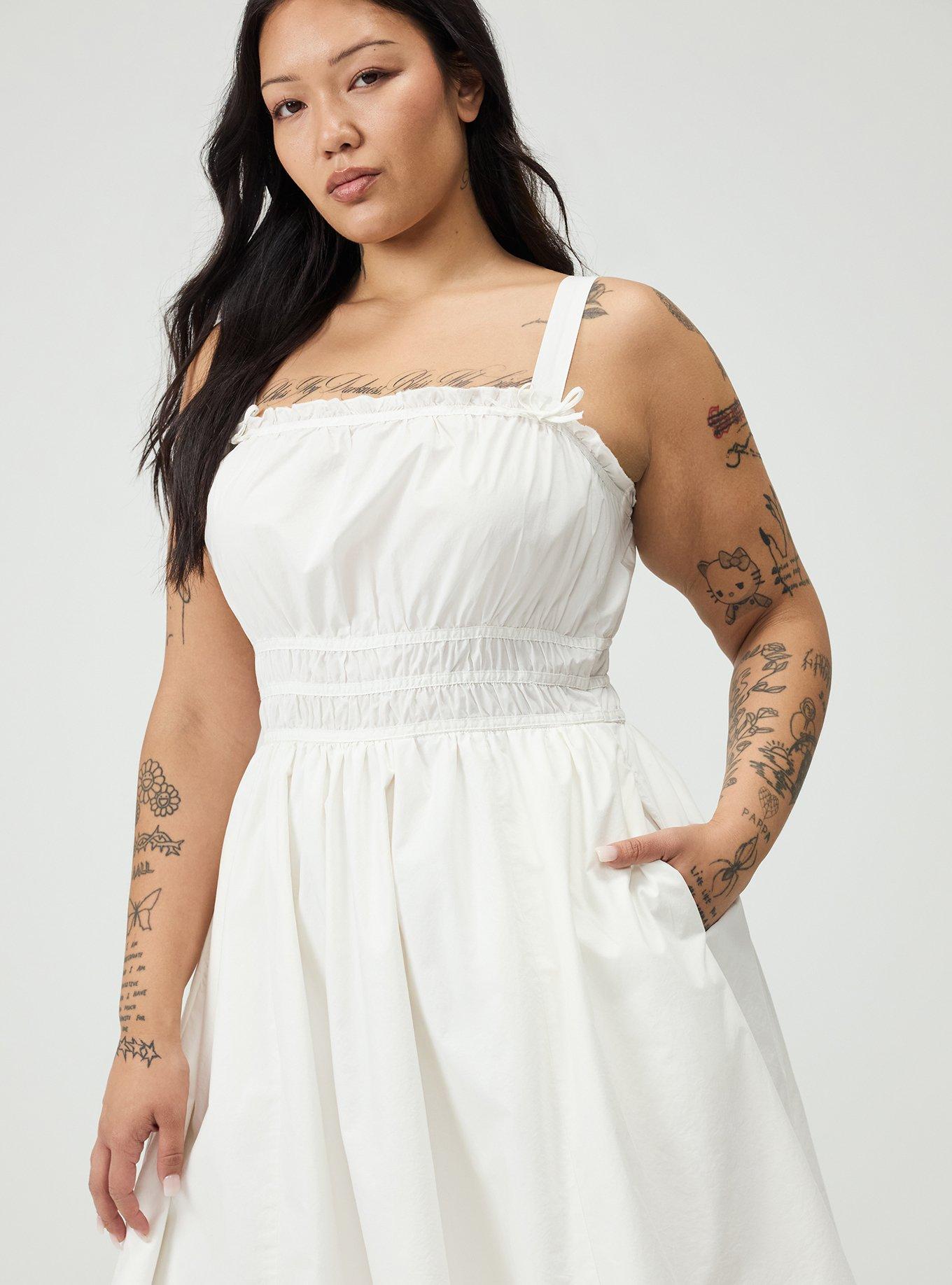 Plus Size Poplin Mini Dress, CLOUD DANCER, alternate