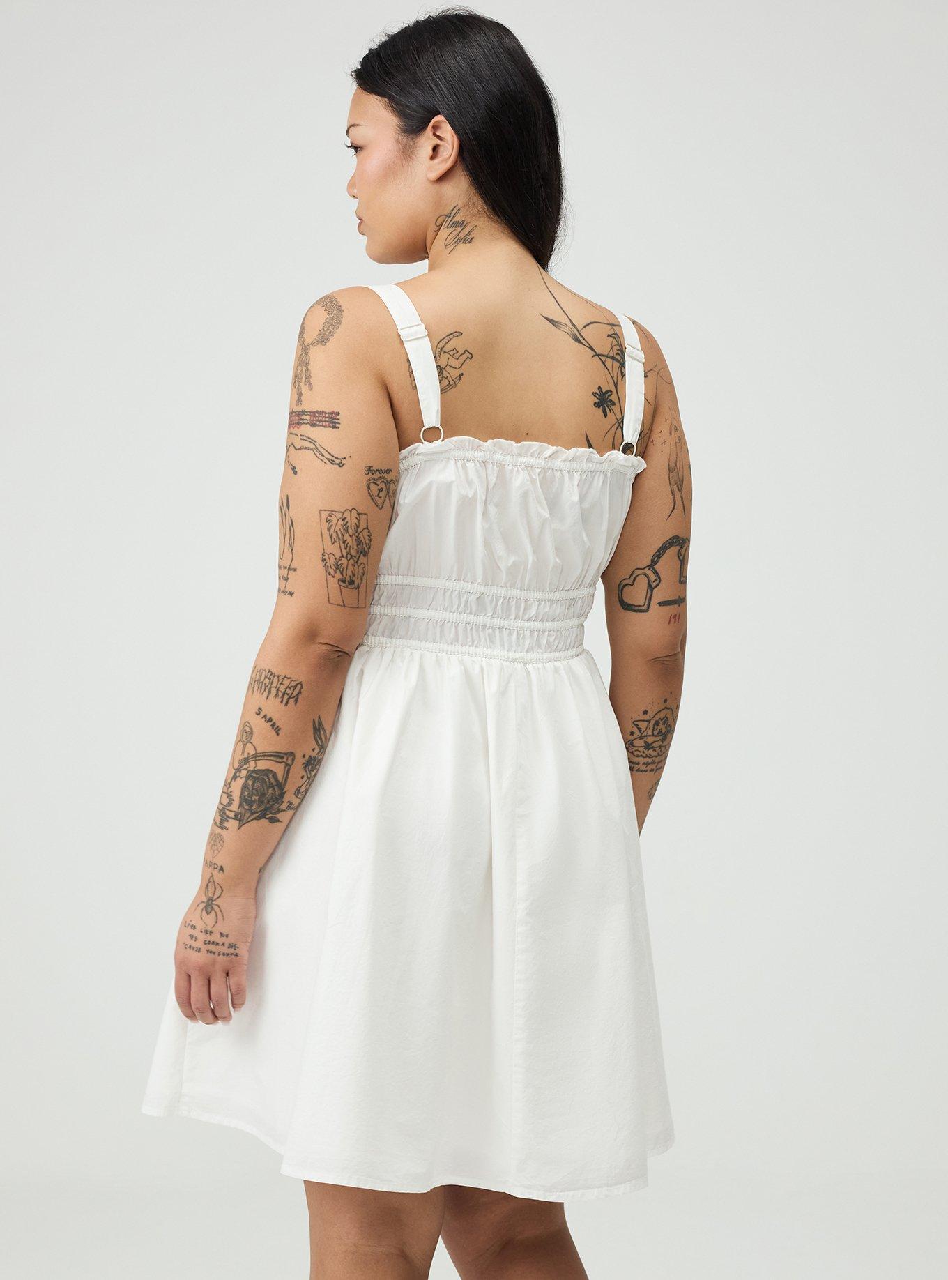 Plus Size Poplin Mini Dress, CLOUD DANCER, alternate