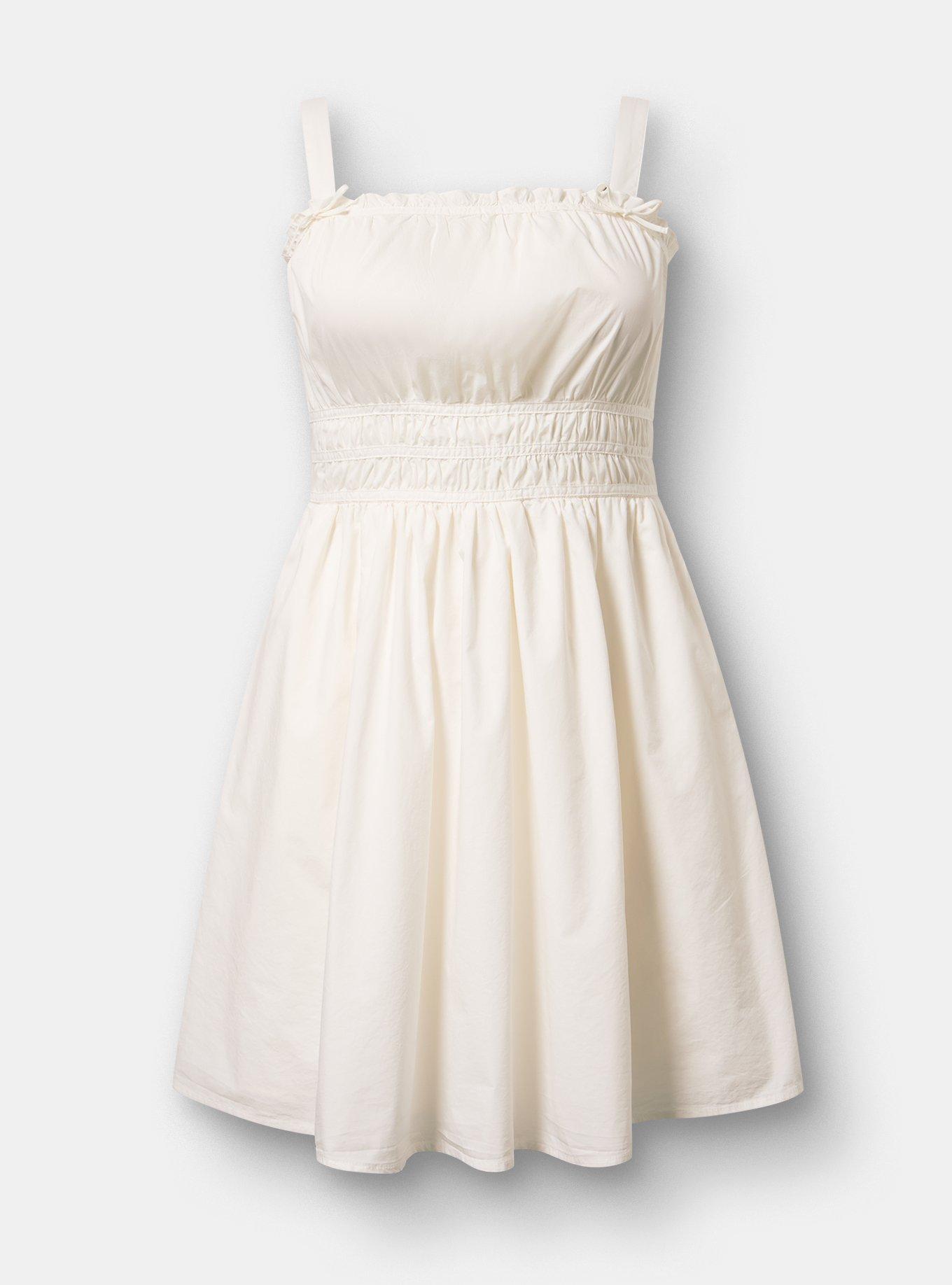 Plus Size Poplin Mini Dress, CLOUD DANCER, flat