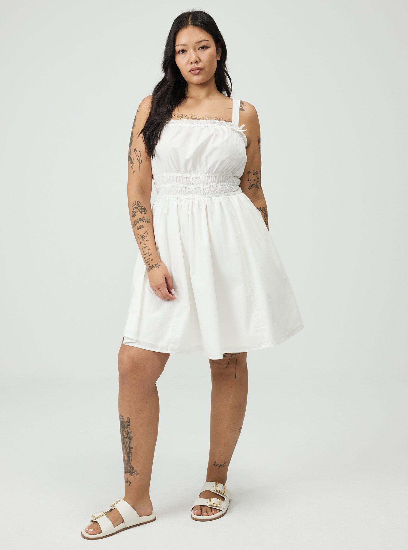 Plus Size Poplin Mini Dress, CLOUD DANCER, hi-res