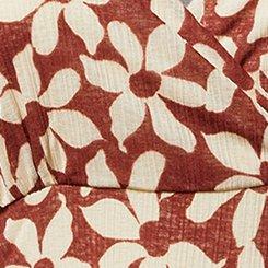 Double Flutter Sleeve Romper, AMY FLORAL ROASTED RUSSET, swatch