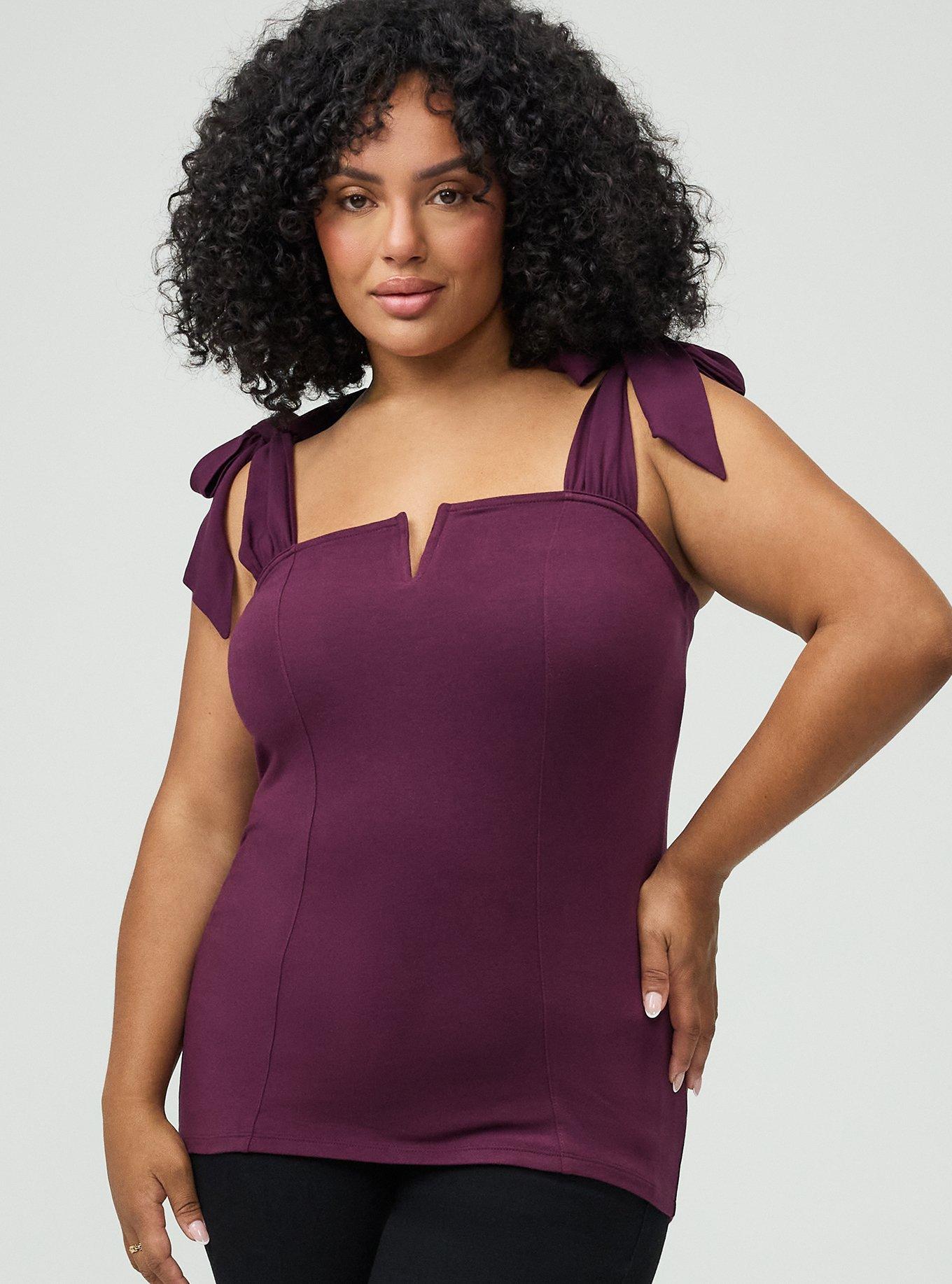Foxy Tie Strap Corset Tank, POTENT PURPLE, hi-res