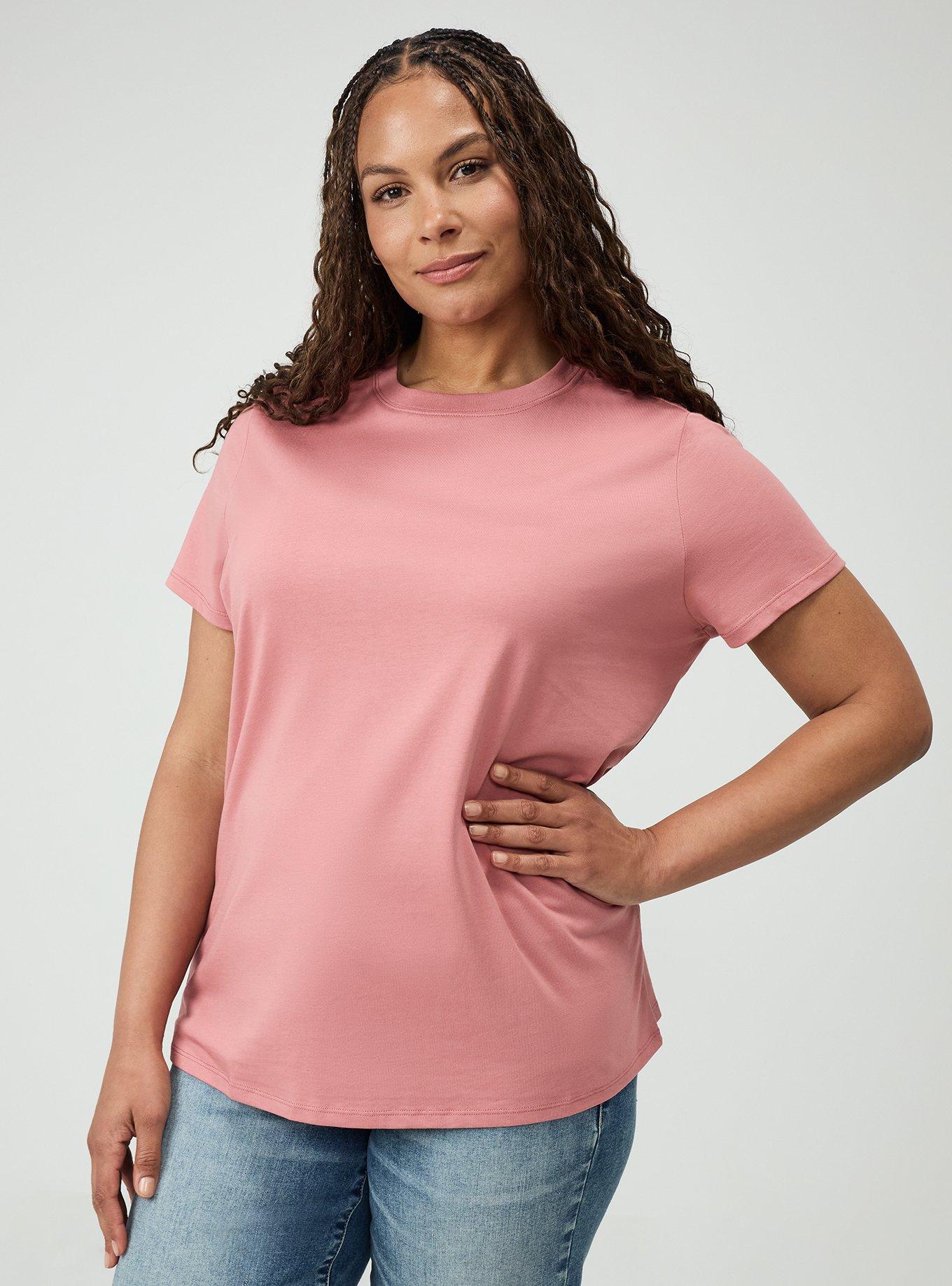 Cotton Crew Boxy Tee, DUSTY ROSE, hi-res