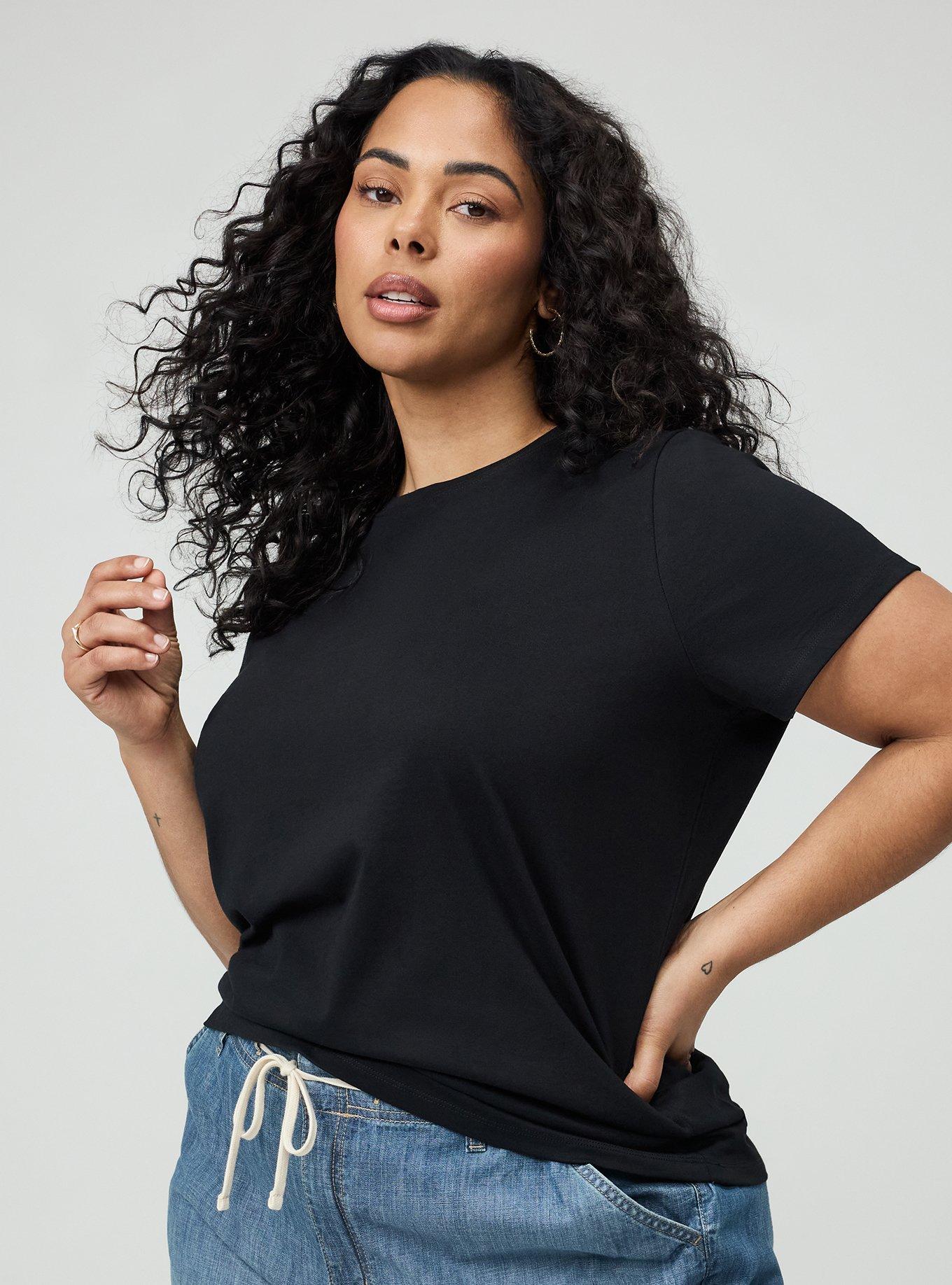Cotton Crew Boxy Tee, DEEP BLACK, alternate