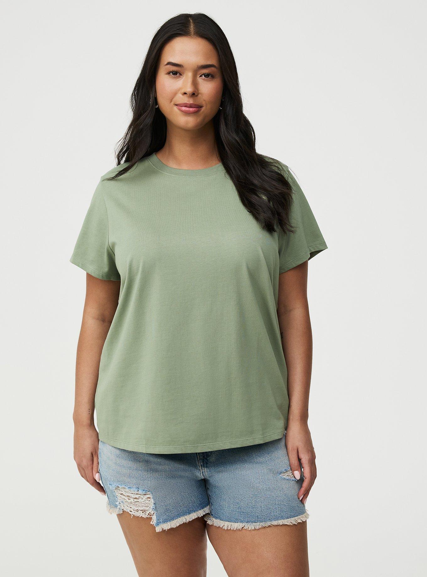 Cotton Crew Boxy Tee, HEDGE GREEN, hi-res